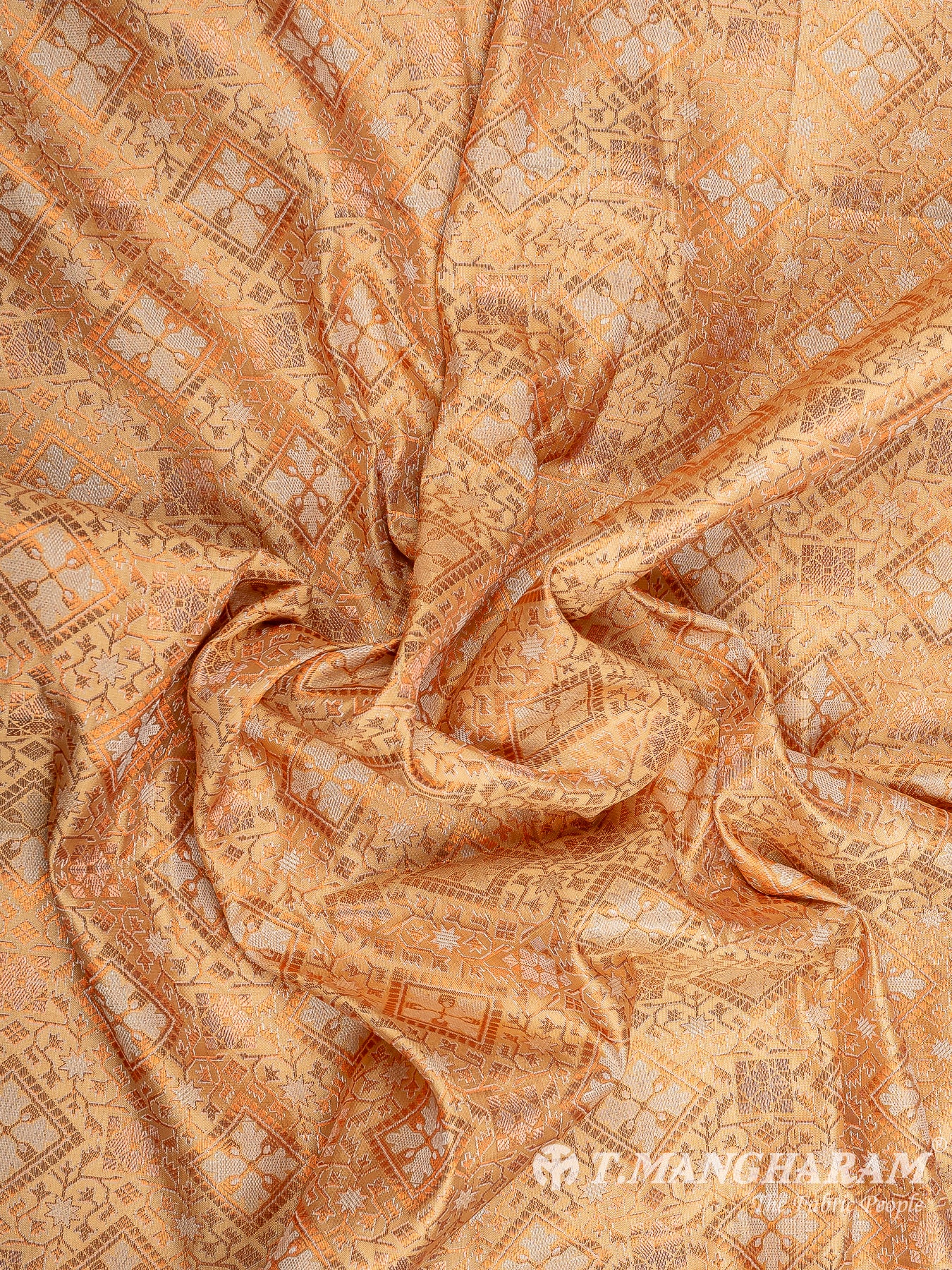 Peach Semi Banaras Fabric - EB6711 view-4