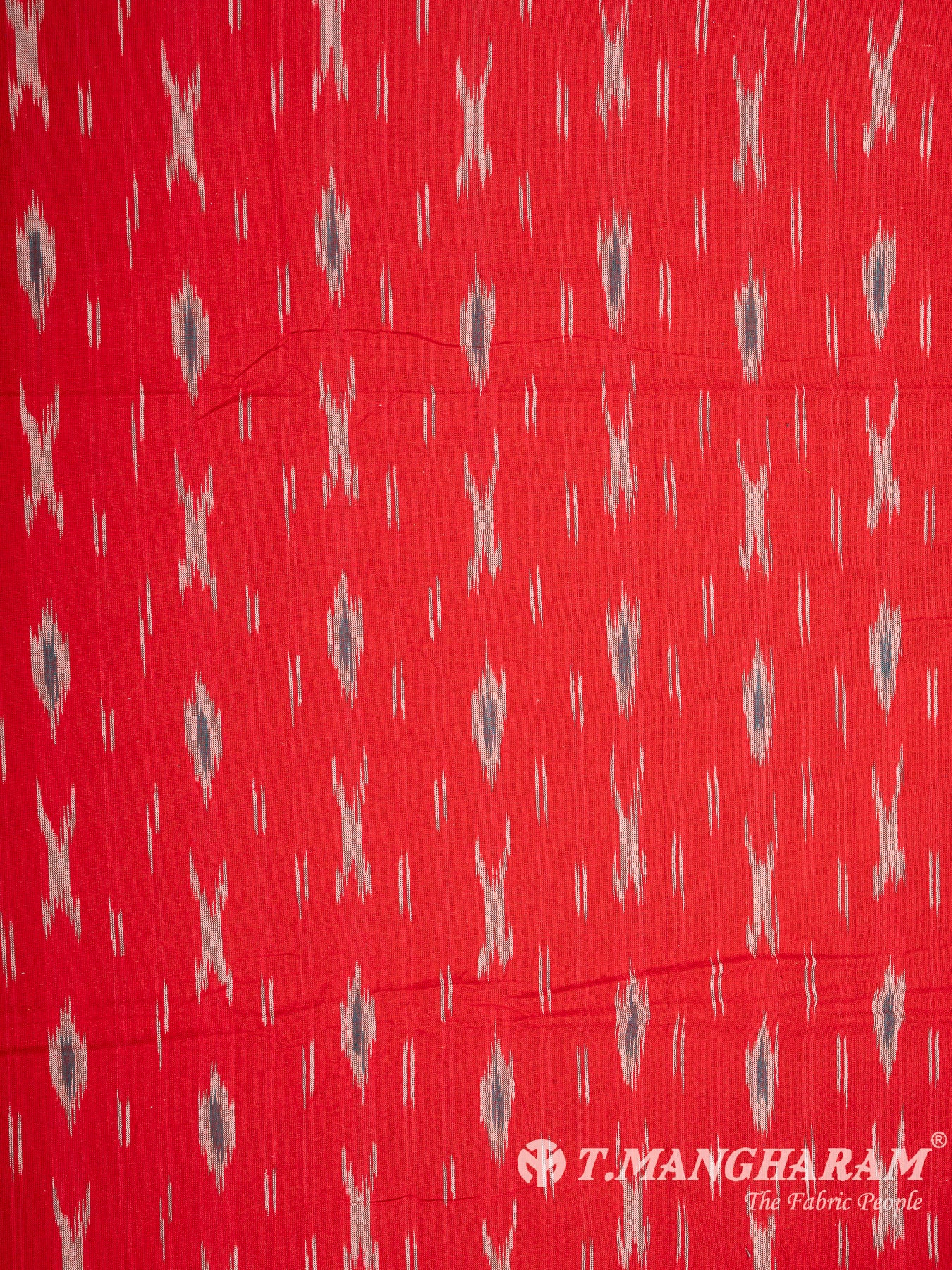 Red Cotton Ikat Print Fabric - EB5815 view-3