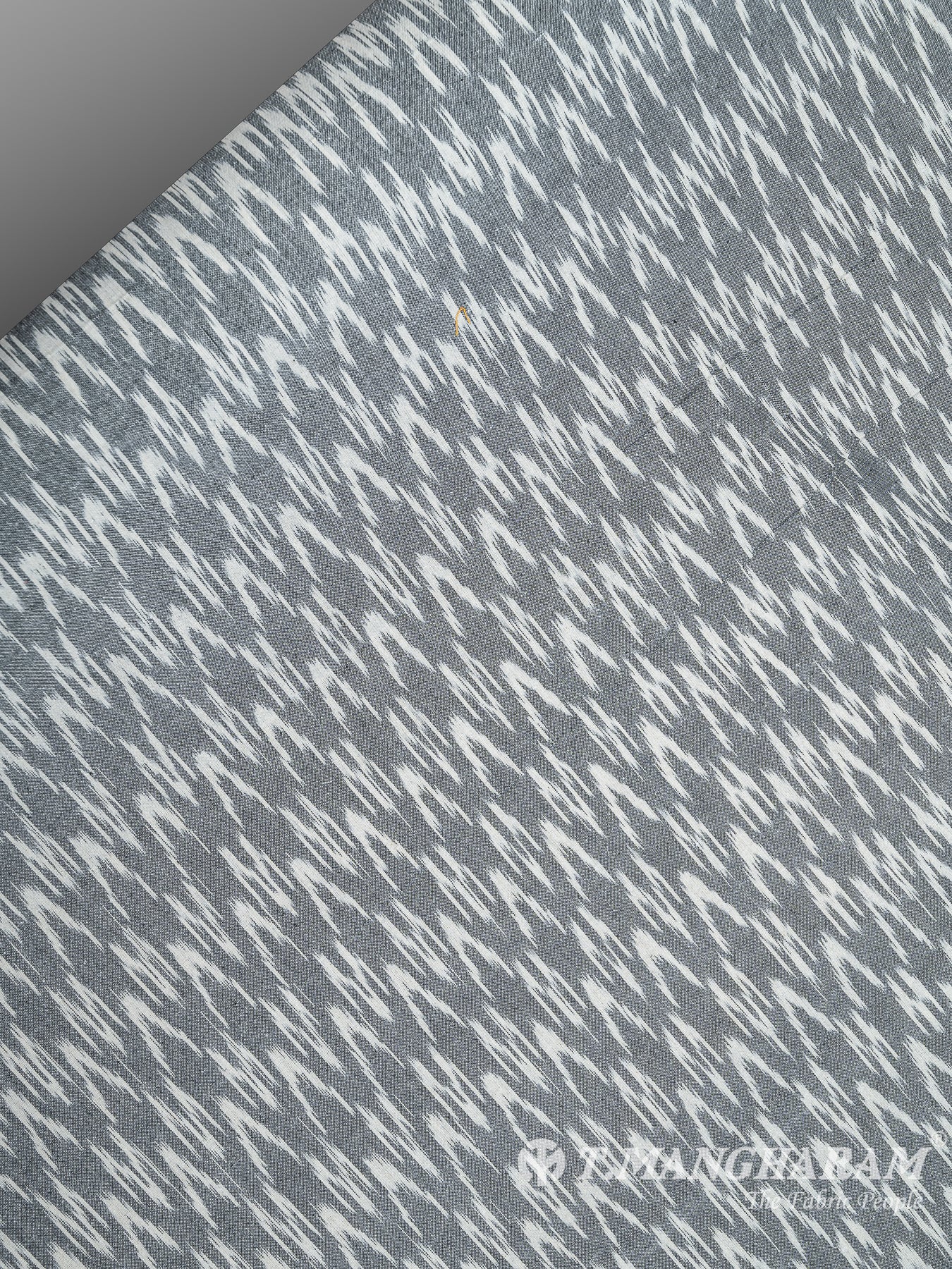 Grey Cotton Ikat Print Fabric - EB5844 view-2