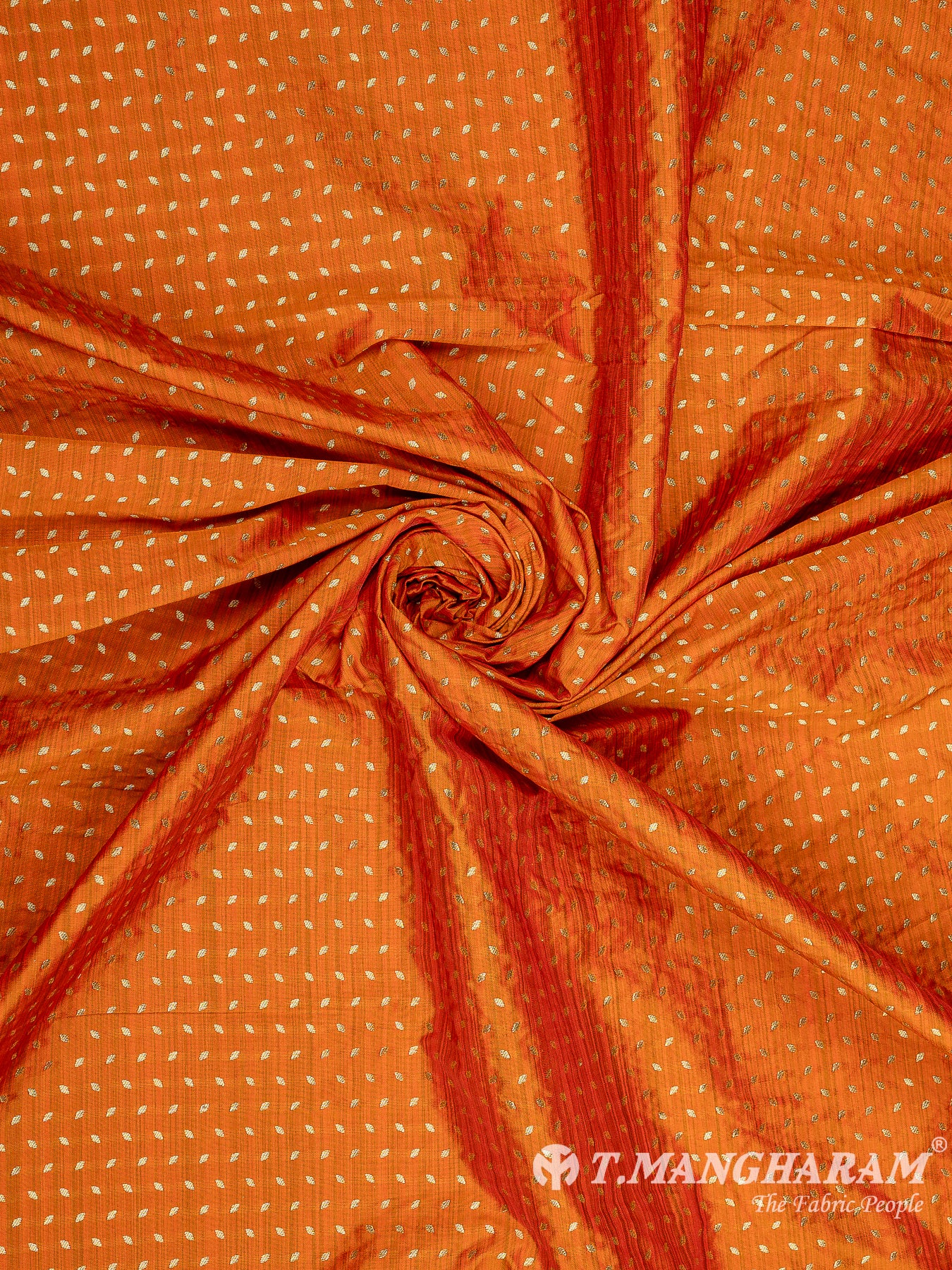 Orange Semi Banaras Fabric - EC10105 view-1