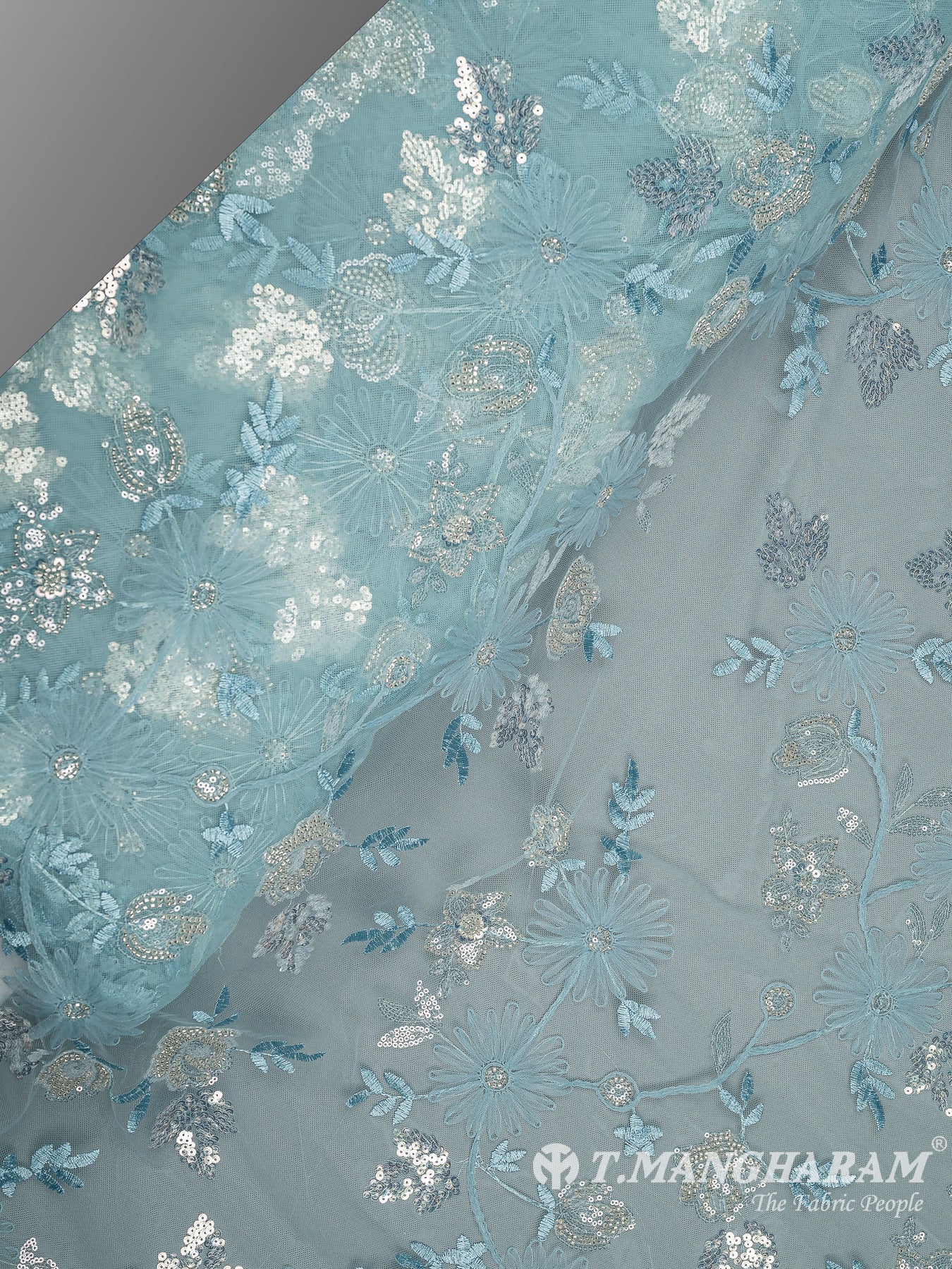 Sea Blue Fancy Net Fabric - EB6936 view-2