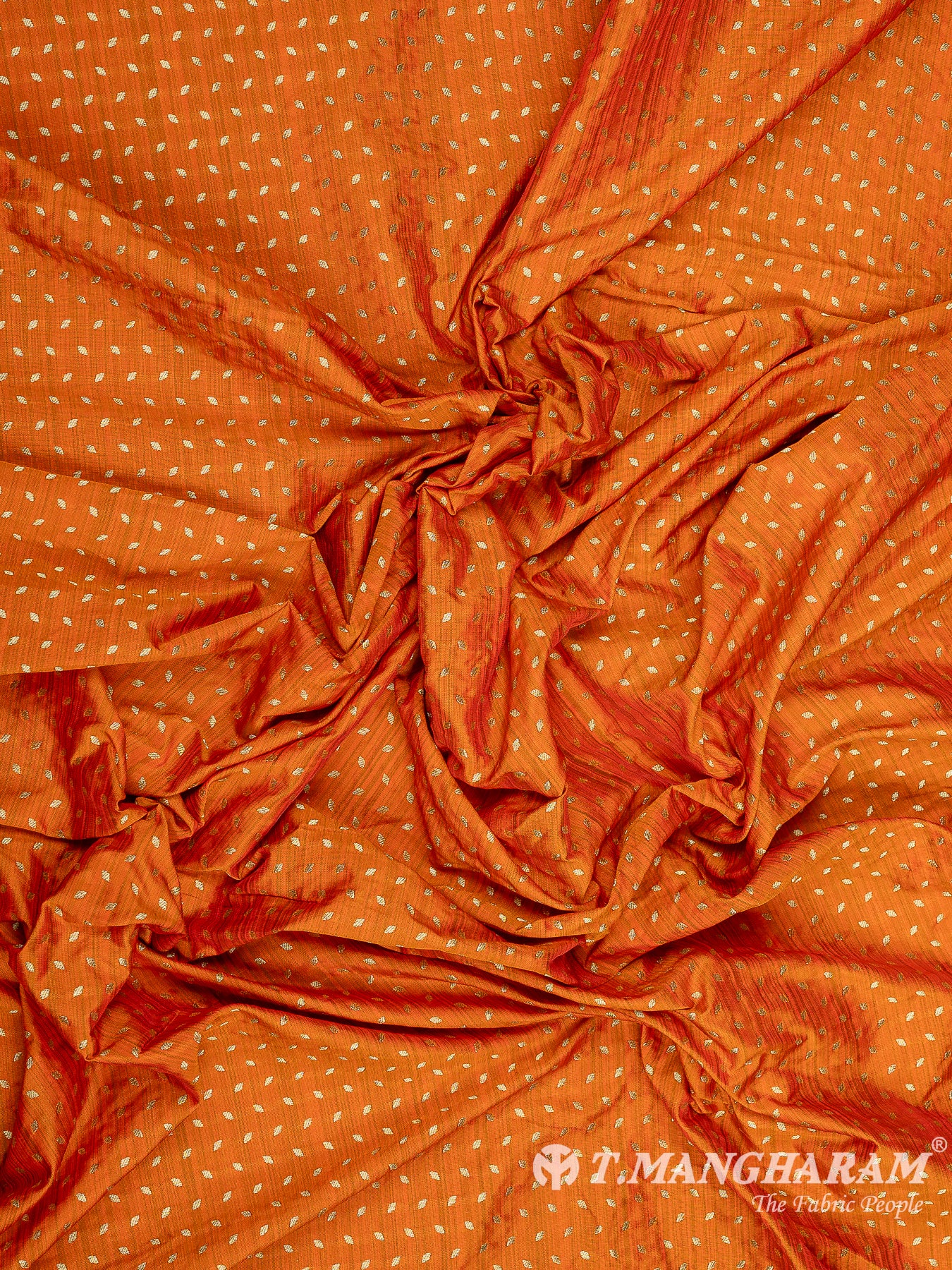 Orange Semi Banaras Fabric - EC10105 view-4