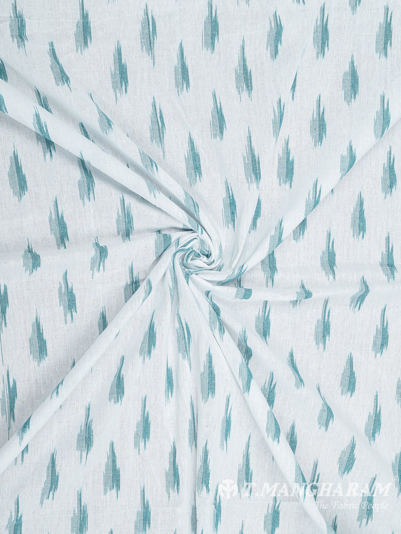 White Cotton Ikat Print Fabric - EB5818 view-1