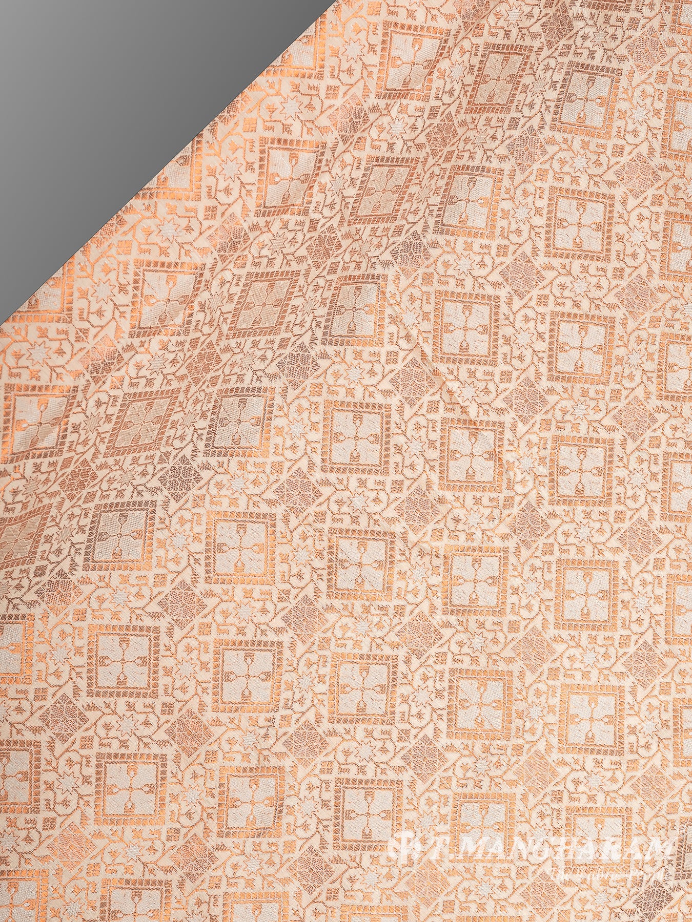 Light Peach Semi Banaras Fabric - EB6710 view-2