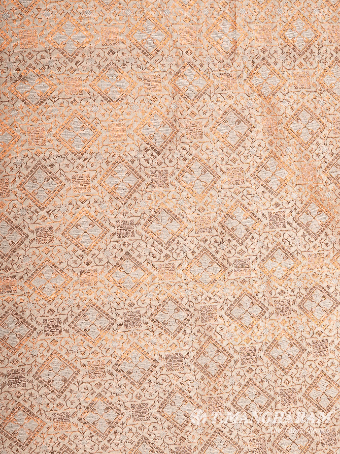 Light Peach Semi Banaras Fabric - EB6710 view-3