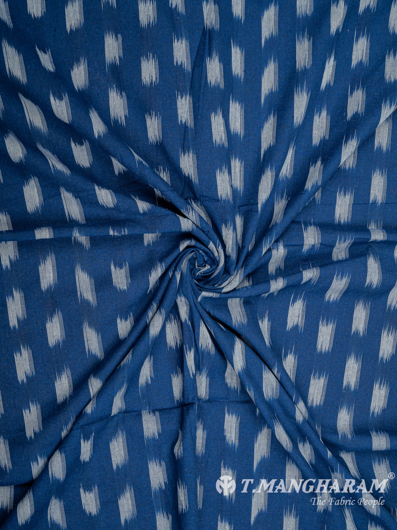 Blue Cotton Ikat Print Fabric - EB5834 view-1
