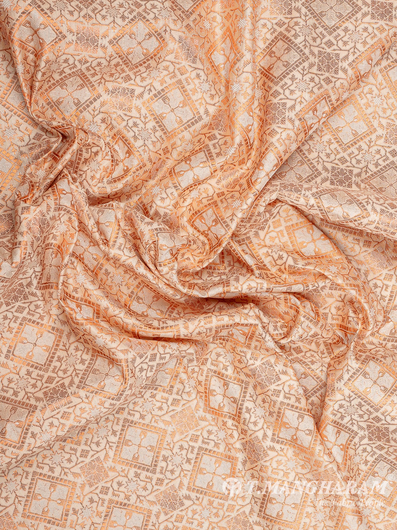 Light Peach Semi Banaras Fabric - EB6710 view-4