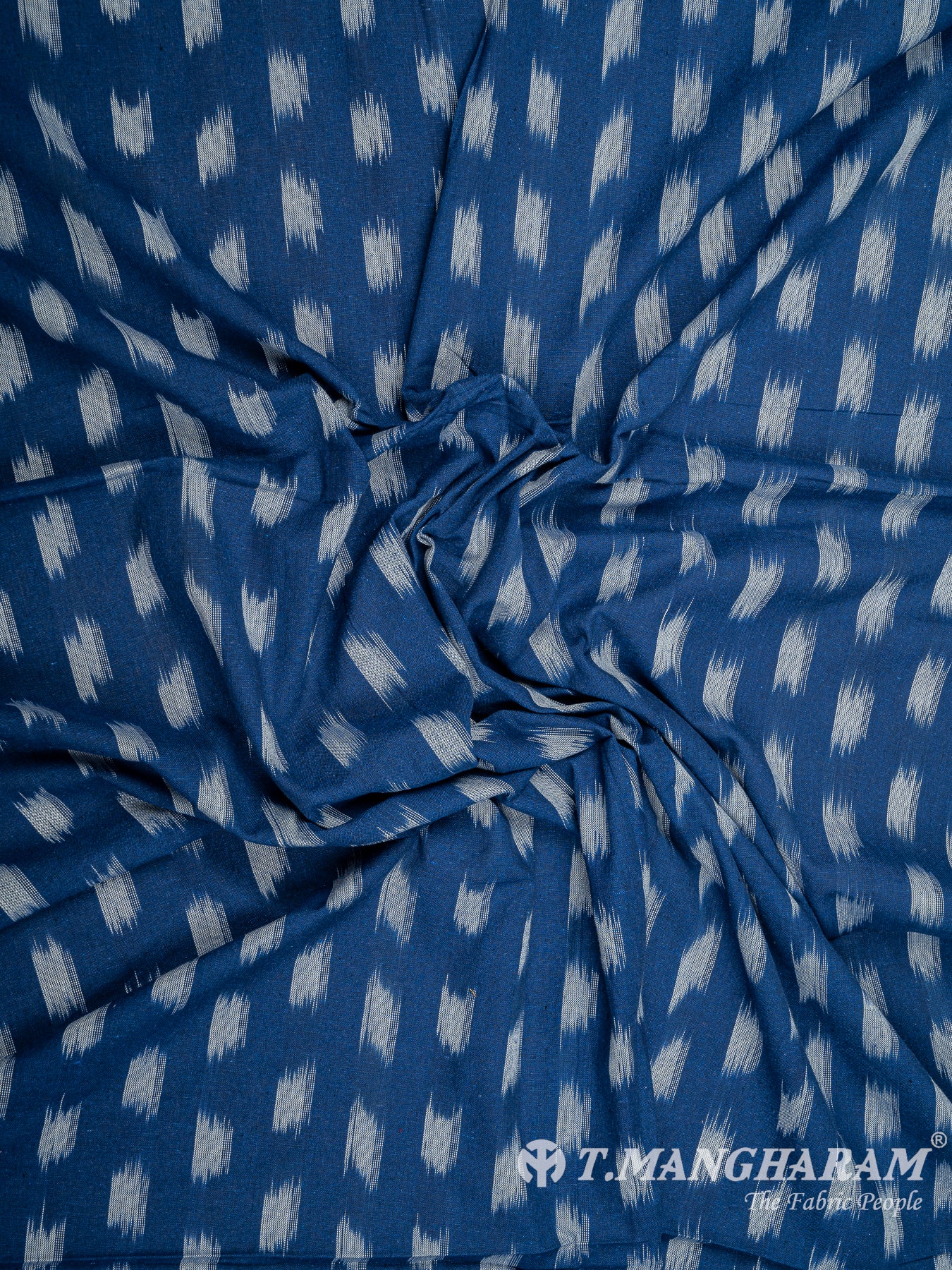 Blue Cotton Ikat Print Fabric - EB5834 view-4