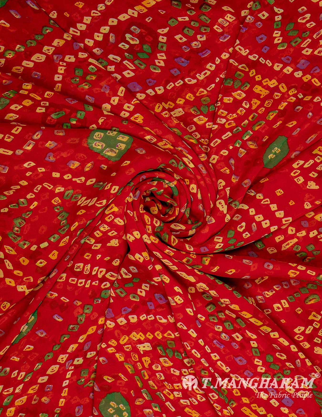 Red Georgette Fabric - EC9865 view-1