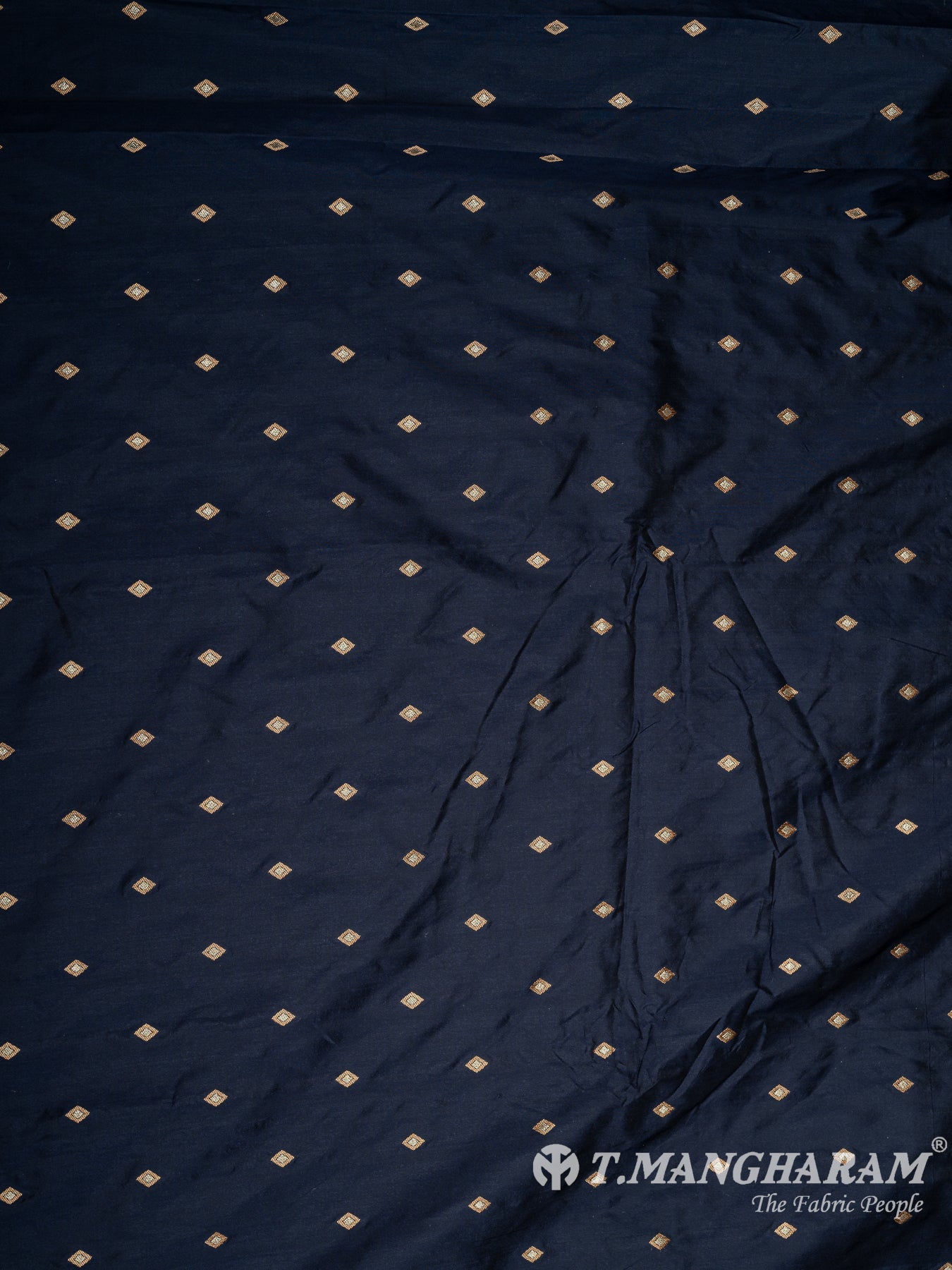 Navy Blue Semi Banaras Fabric - EC10077 view-3