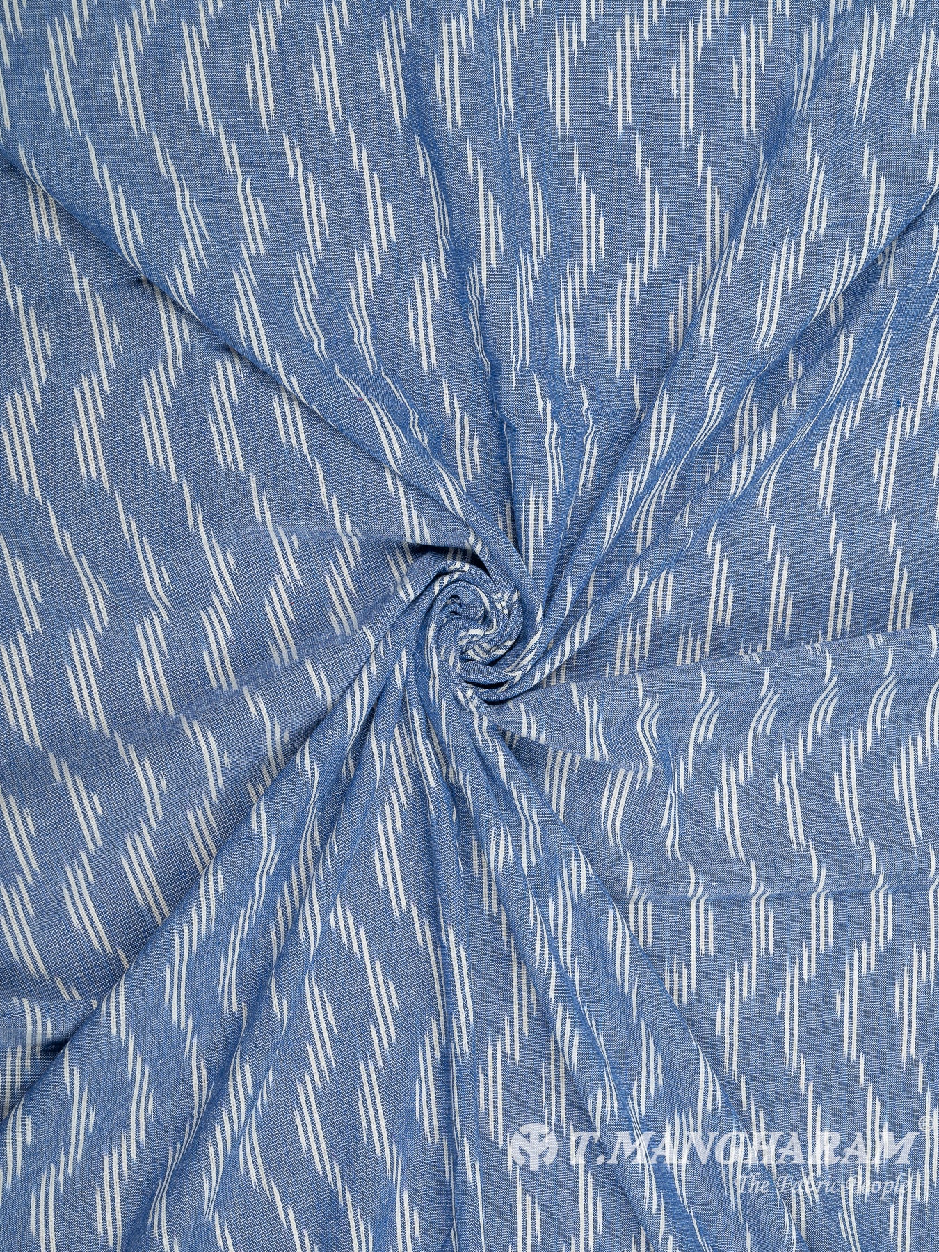 Blue Cotton Ikat Print Fabric - EB5832 view-1