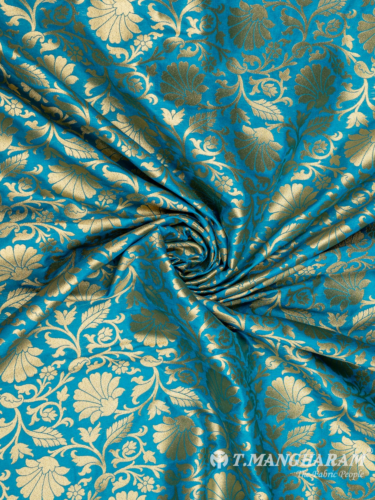 Sea Blue Banaras Fabric - EC9444 view-1