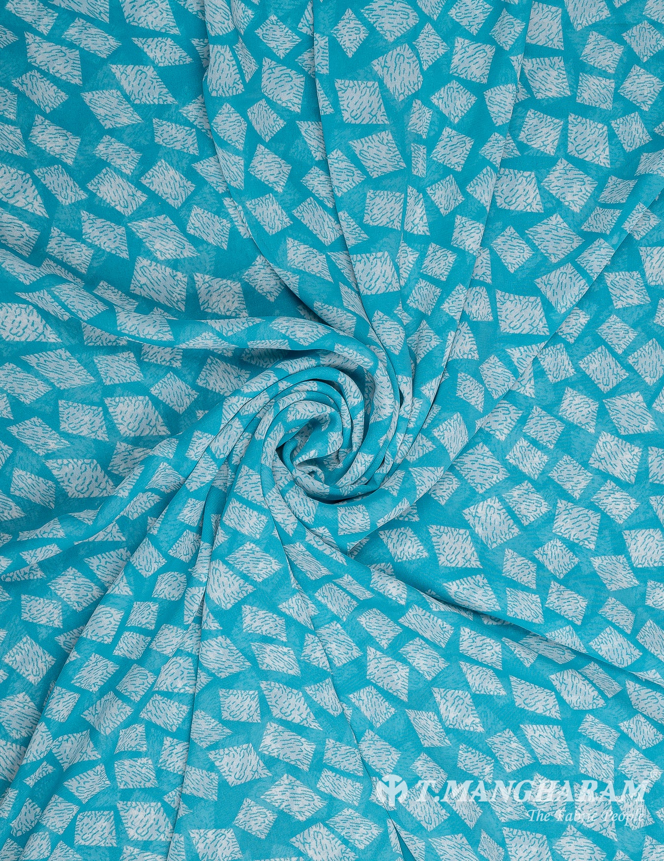 Sea Blue Georgette Fabric - EB7125 view-1