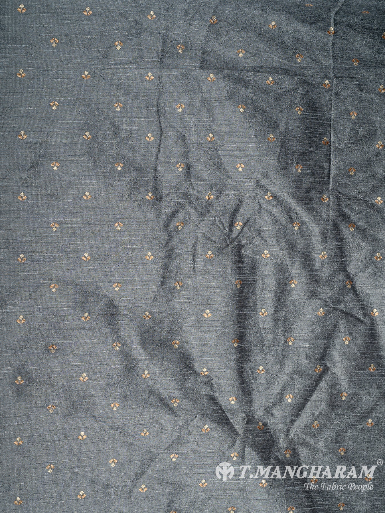 Grey Semi Banaras Fabric - EC10133 view-3