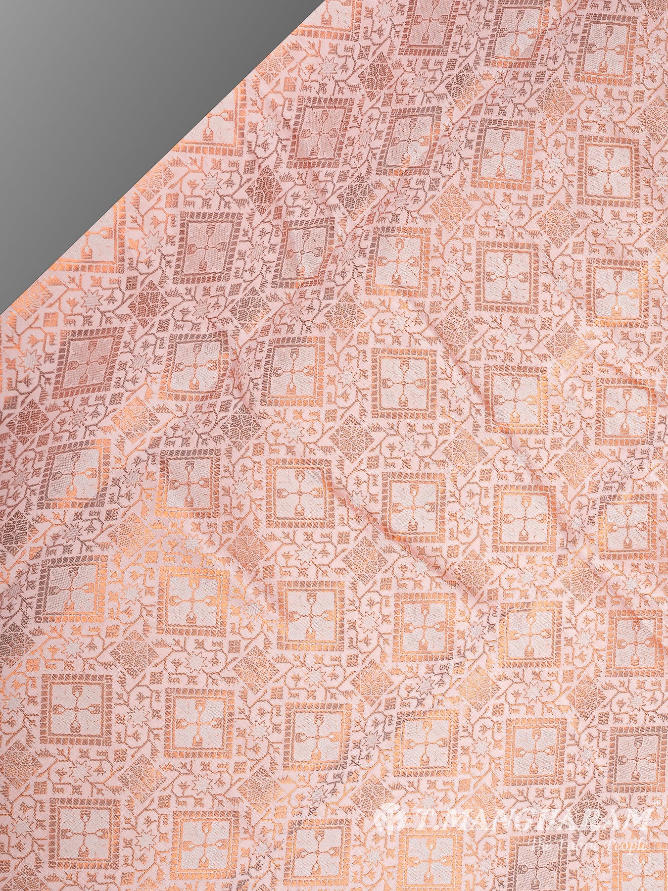 Peach Semi Banaras Fabric - EB6707