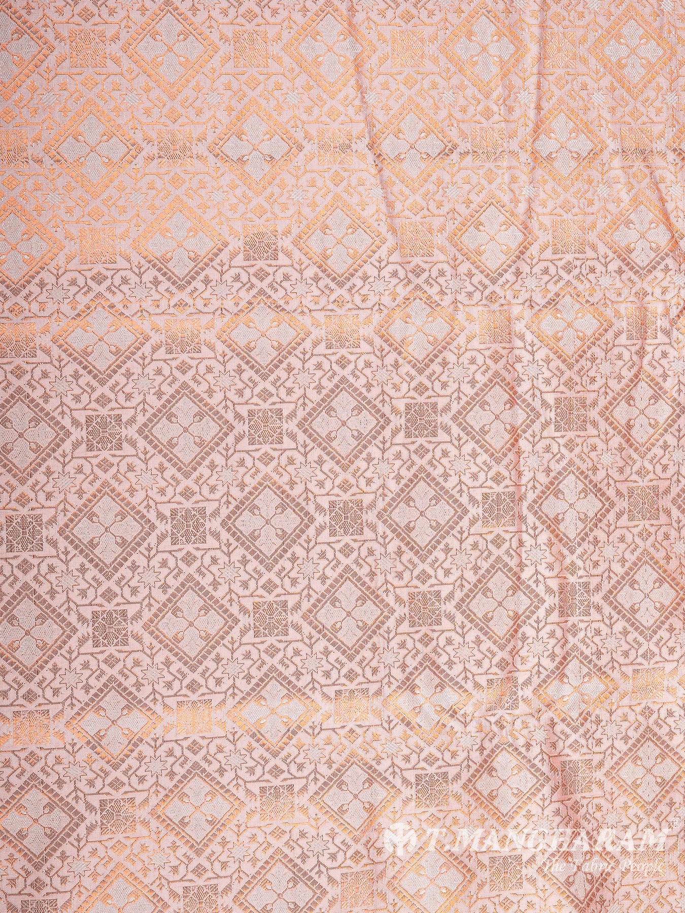 Peach Semi Banaras Fabric - EB6707