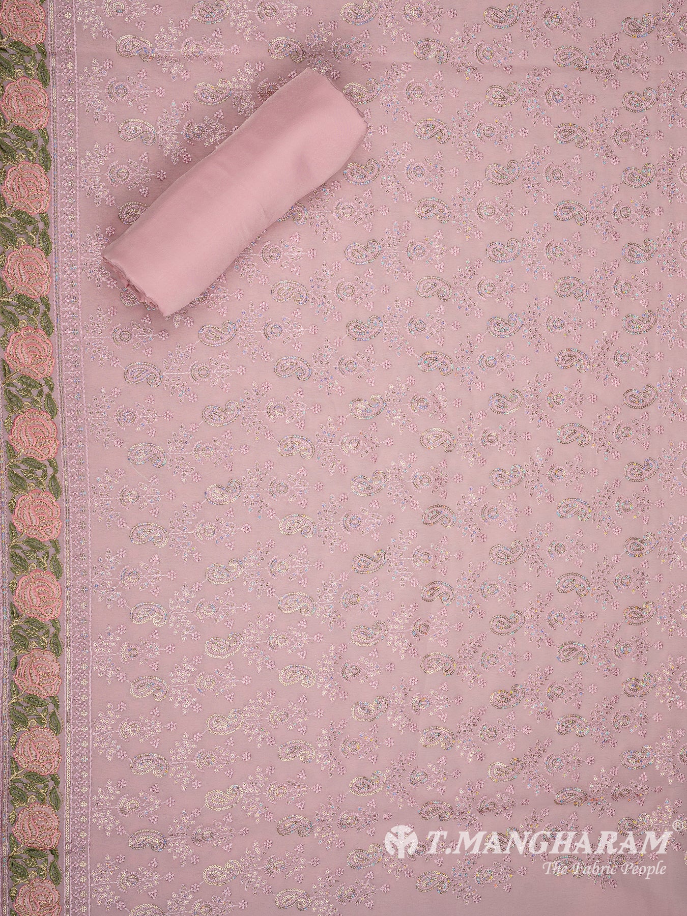 Pink Georgette Chudidhar Fabric Set - EH1709 view-2