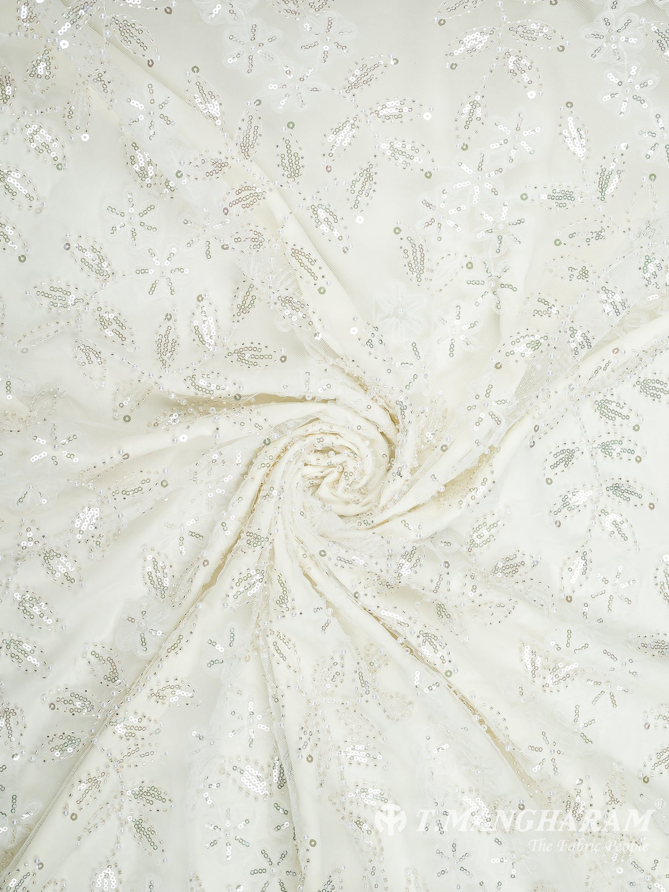 White Fancy Net Fabric - EC9339 view-1