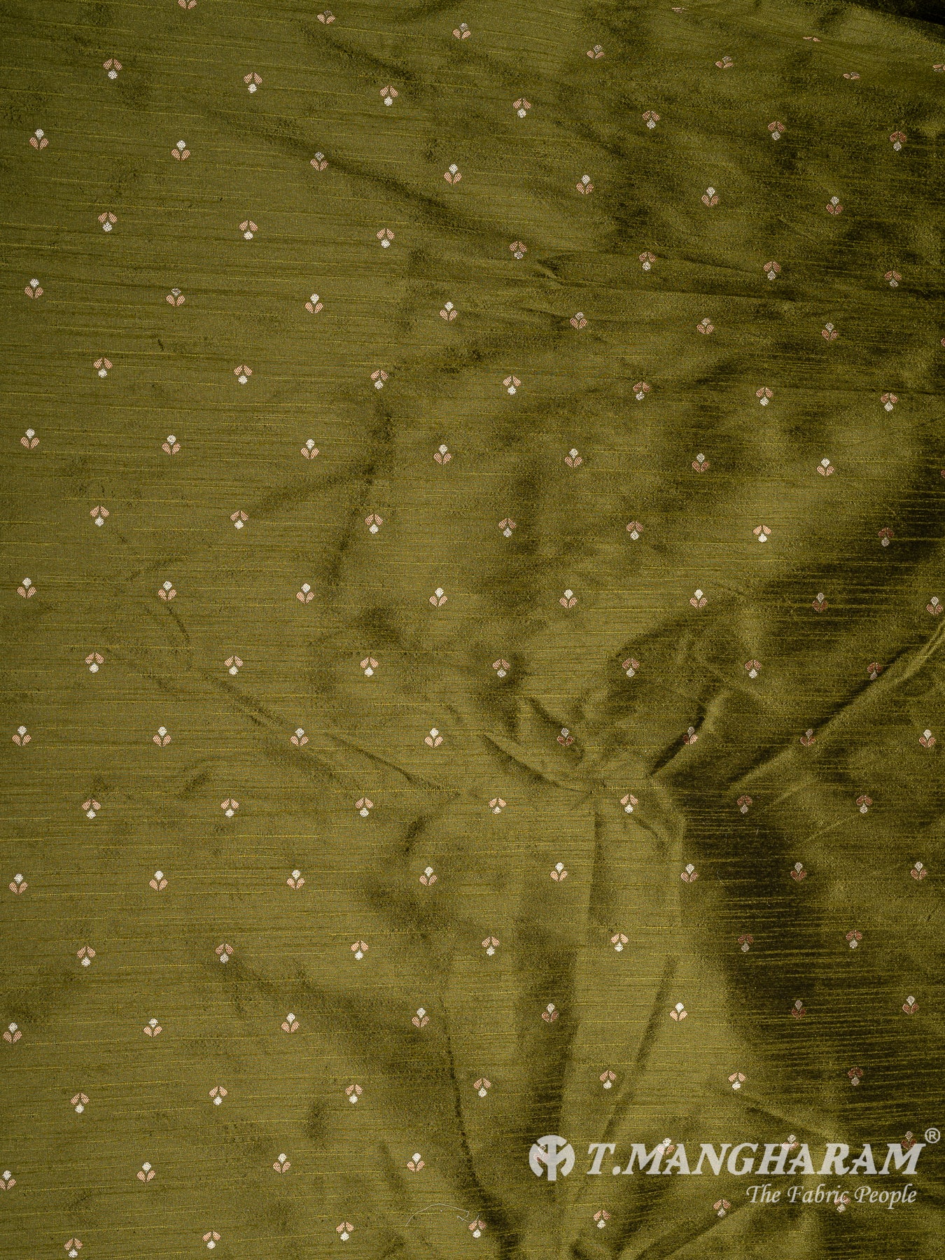 Green Semi Banaras Fabric - EC10138 view-3