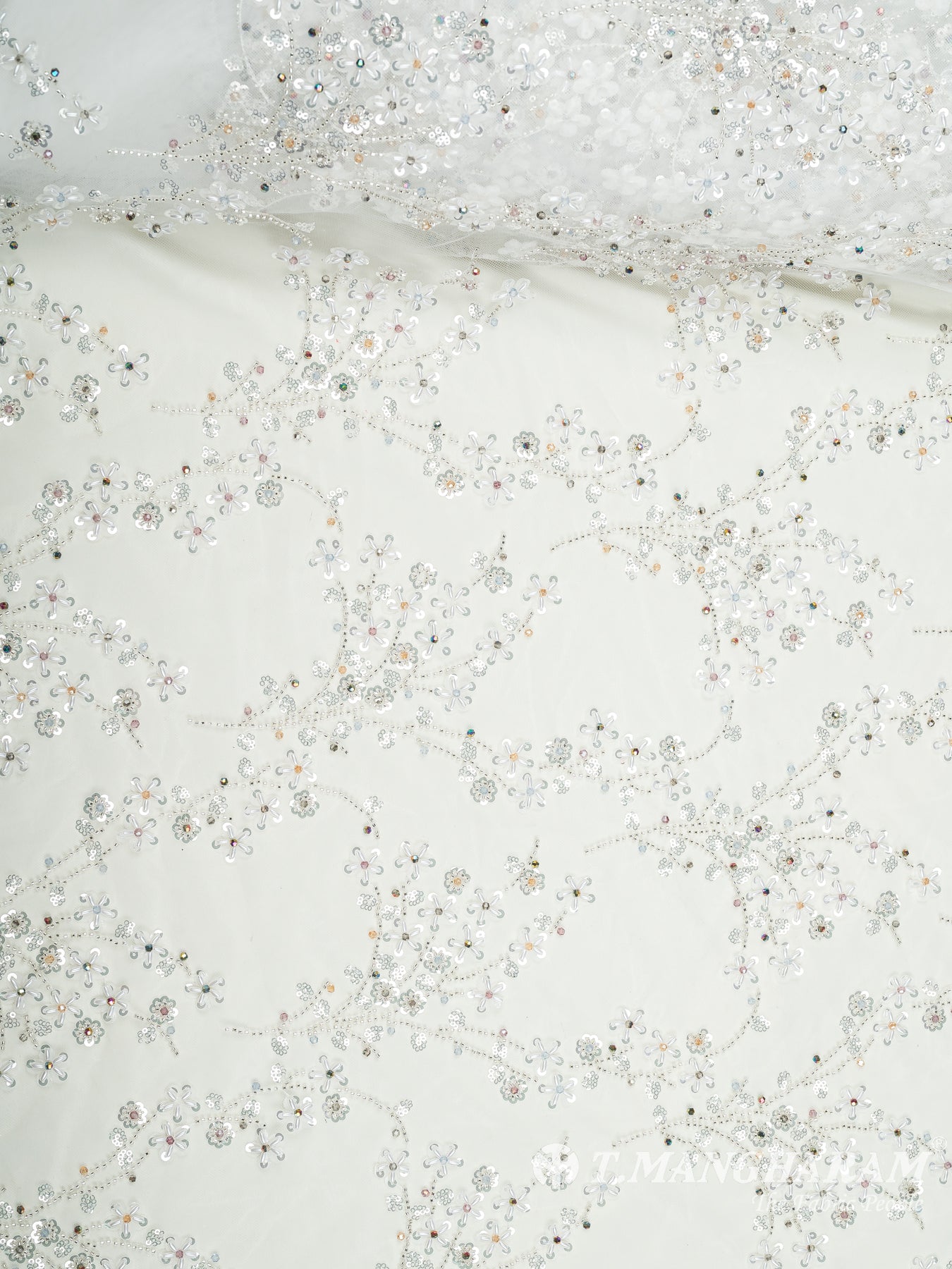 White Fancy Net Fabric - EB6857 view-3