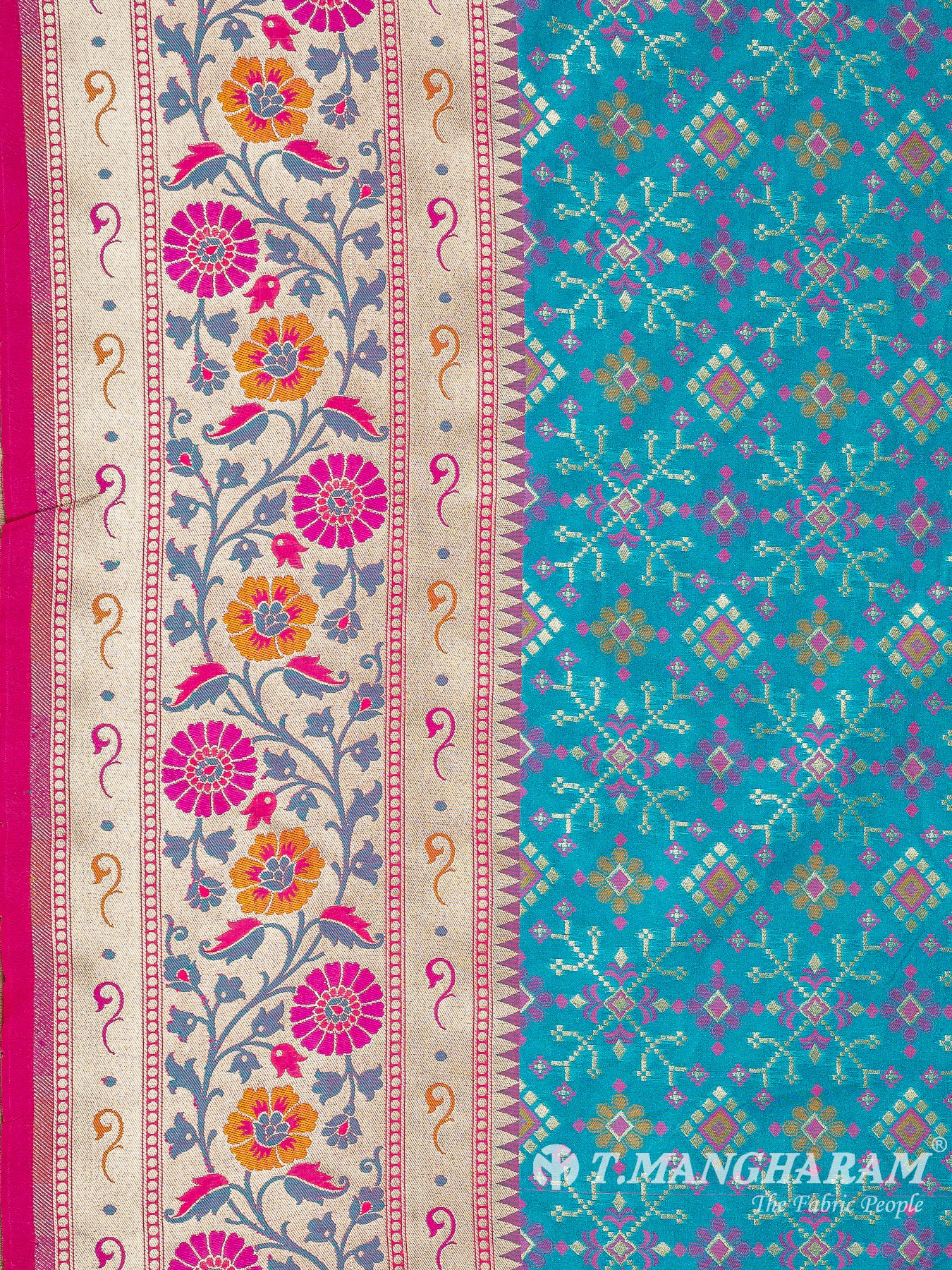 Blue Banaras Fabric - EB6582 view-3