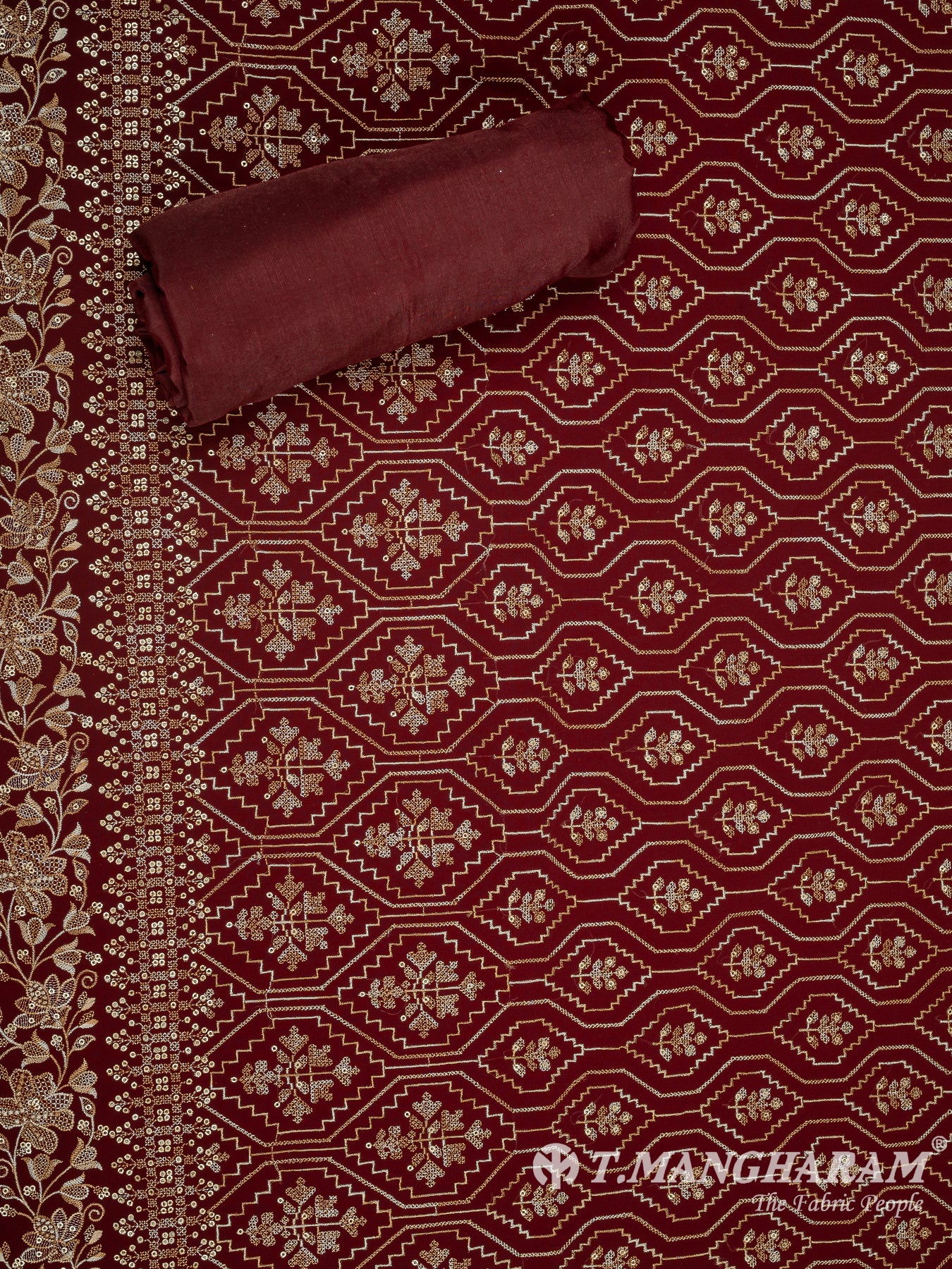 Maroon Georgette Chudidhar Fabric Set - EF1508 view-2