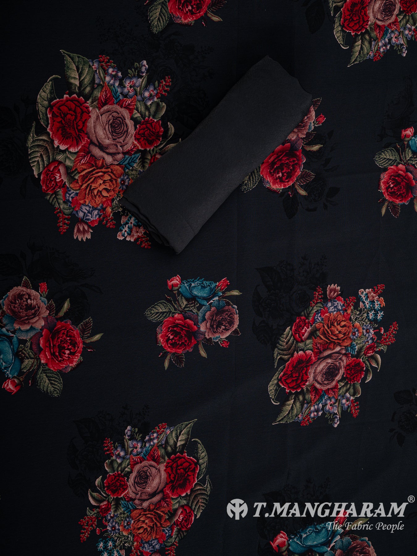 Black Crepe Chudidhar Fabric Set - EH1608 view-3
