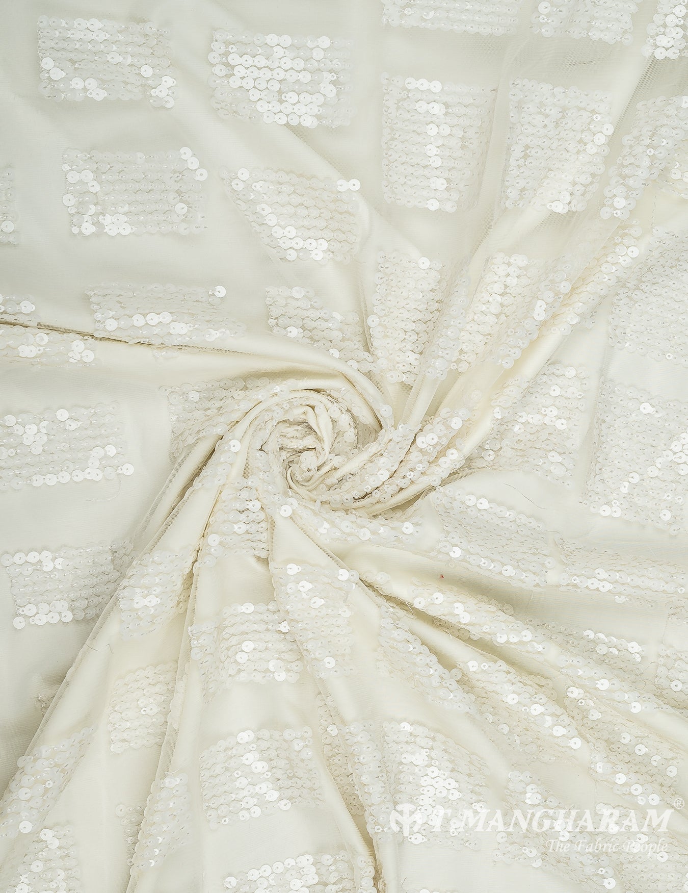 Cream Net Embroidery Fabric - EC9825 view-1