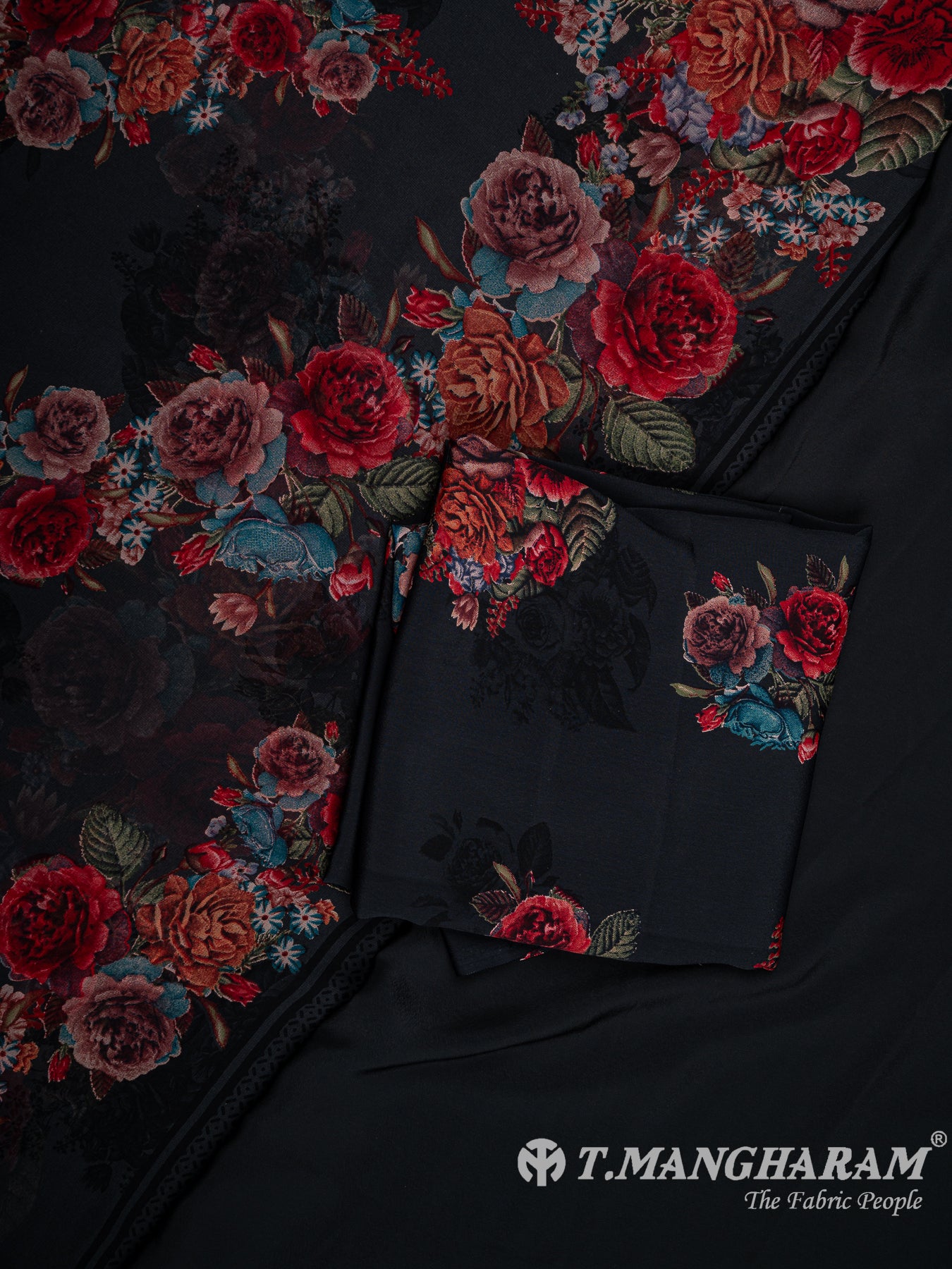 Black Crepe Chudidhar Fabric Set - EH1608 view-1