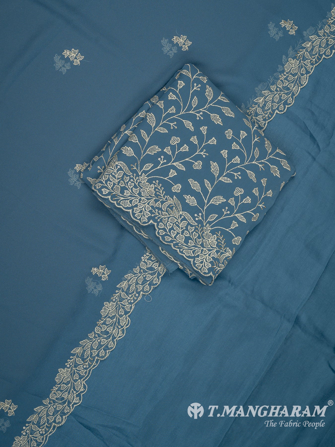 Blue Georgette Chudidhar Fabric Set - EF1517 view-1