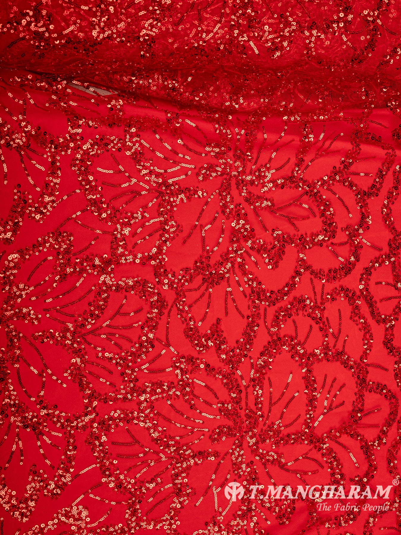 Red Sequin Net Fabric - EC9333 view-3