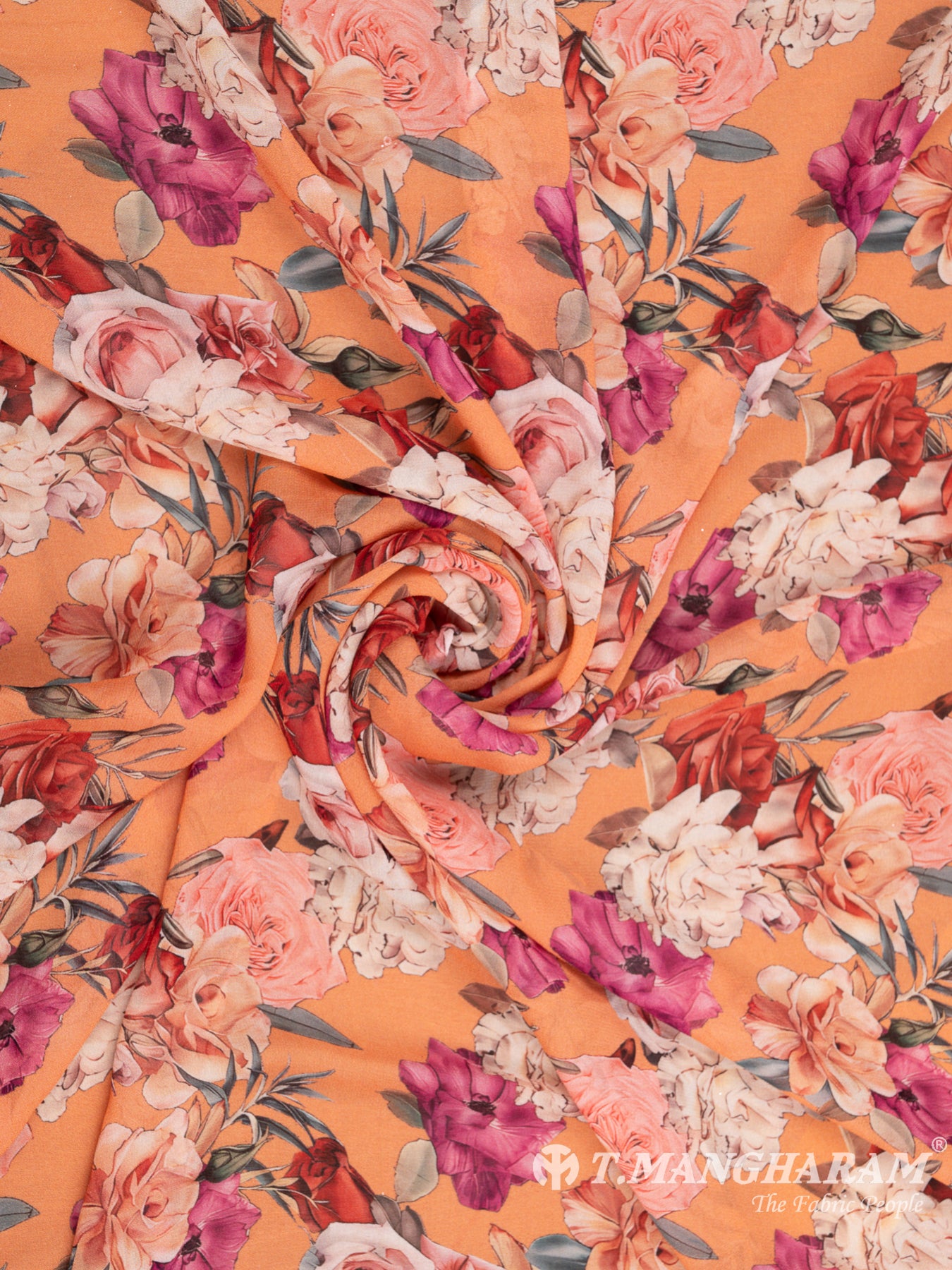 Peach Georgette Fabric - EB6304 view-1