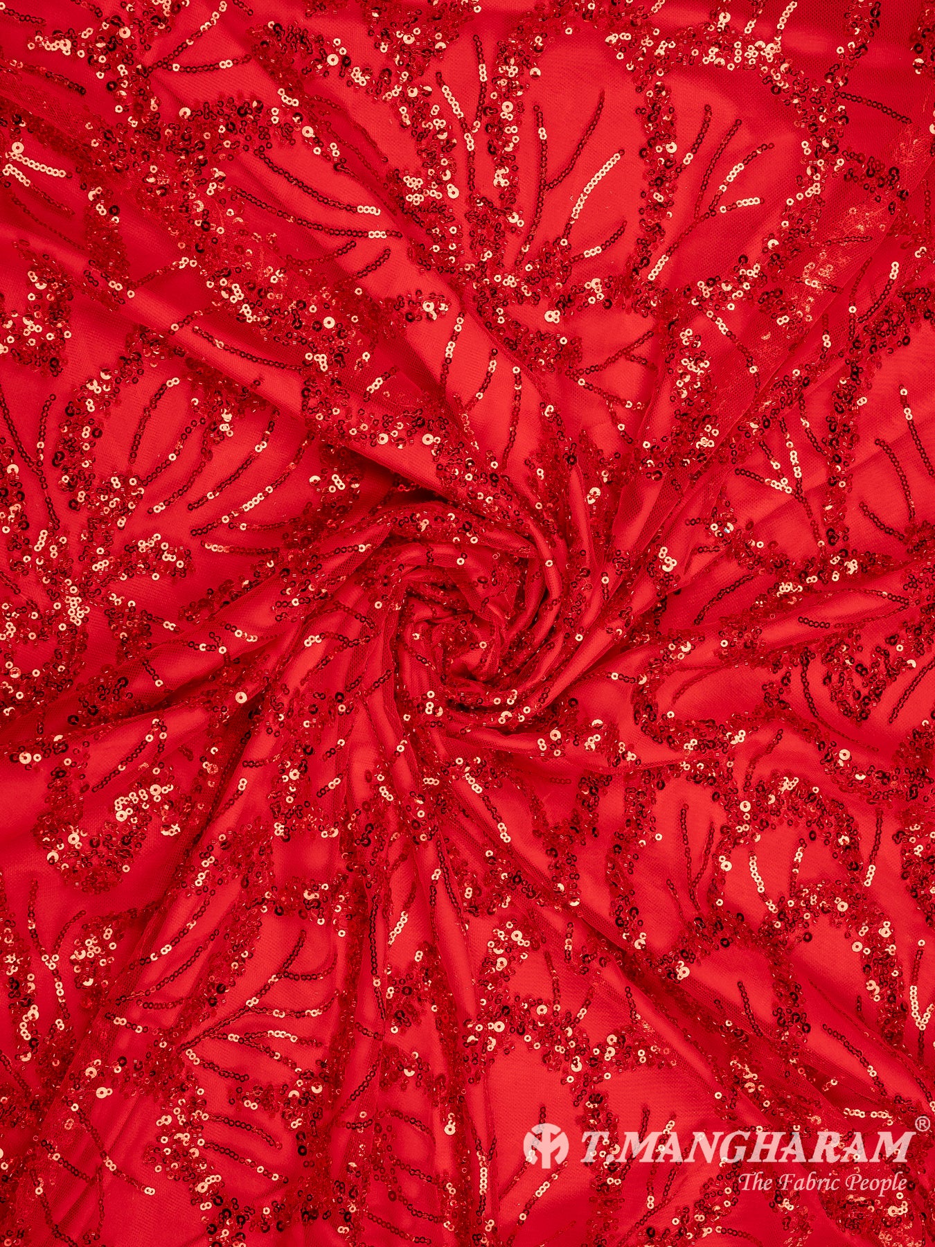 Red Sequin Net Fabric - EC9333 view-1