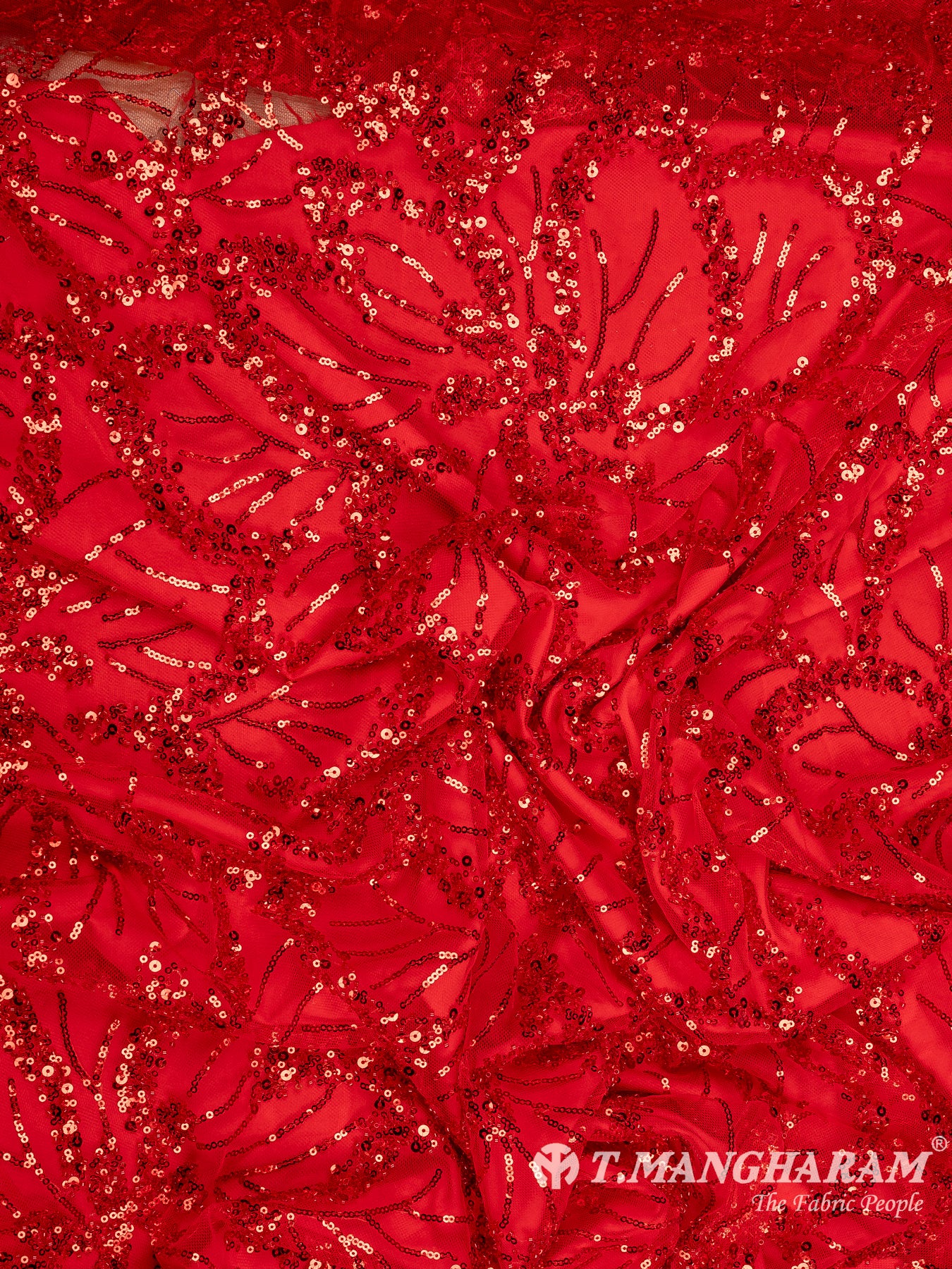 Red Sequin Net Fabric - EC9333 view-4
