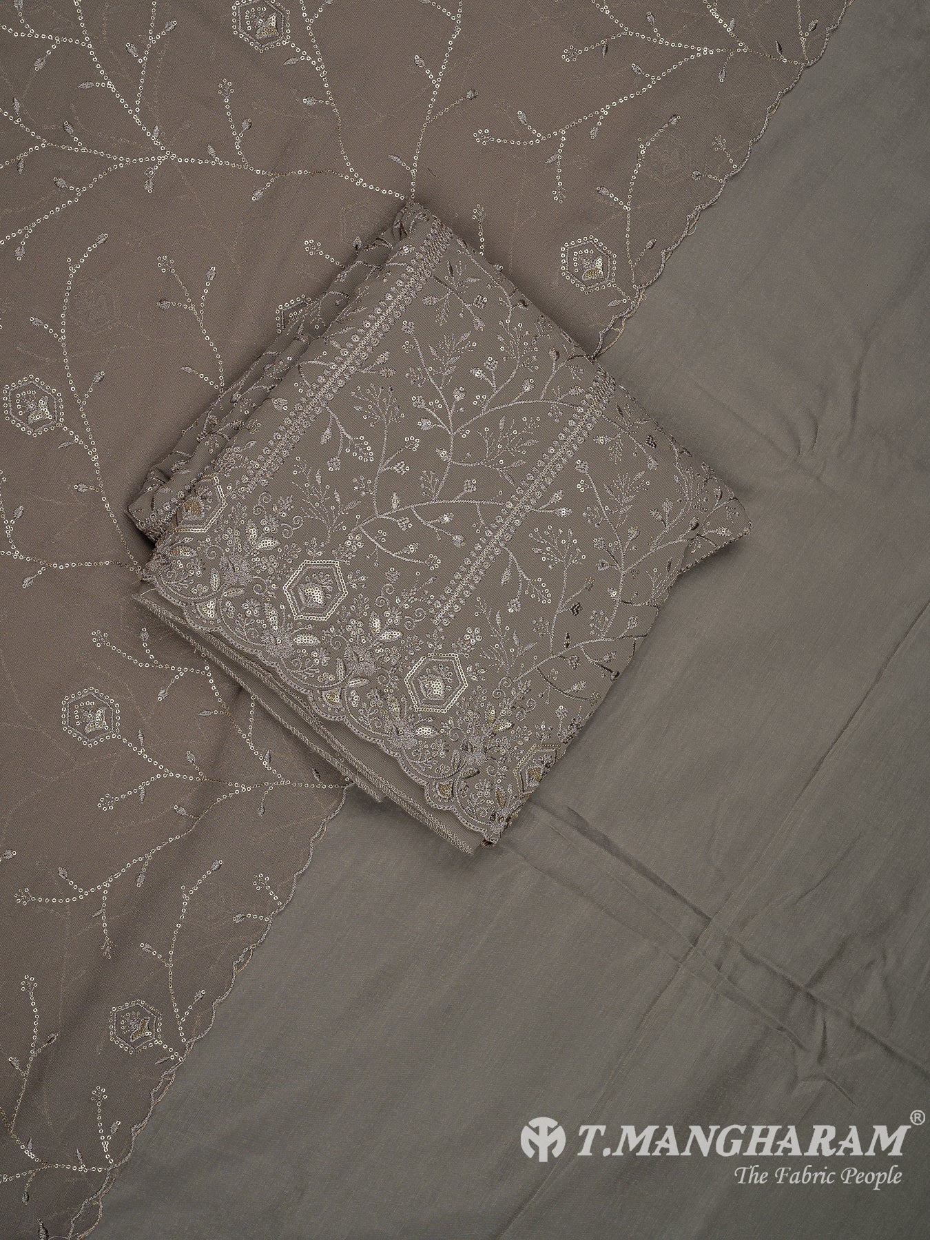 Brown Georgette Chudidhar Fabric Set - EF1522 view-1