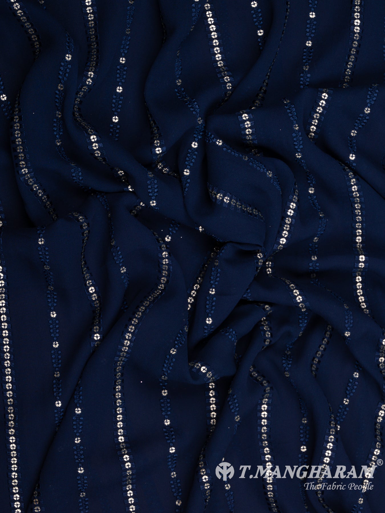 Blue Georgette Fabric - EB6498 view-4