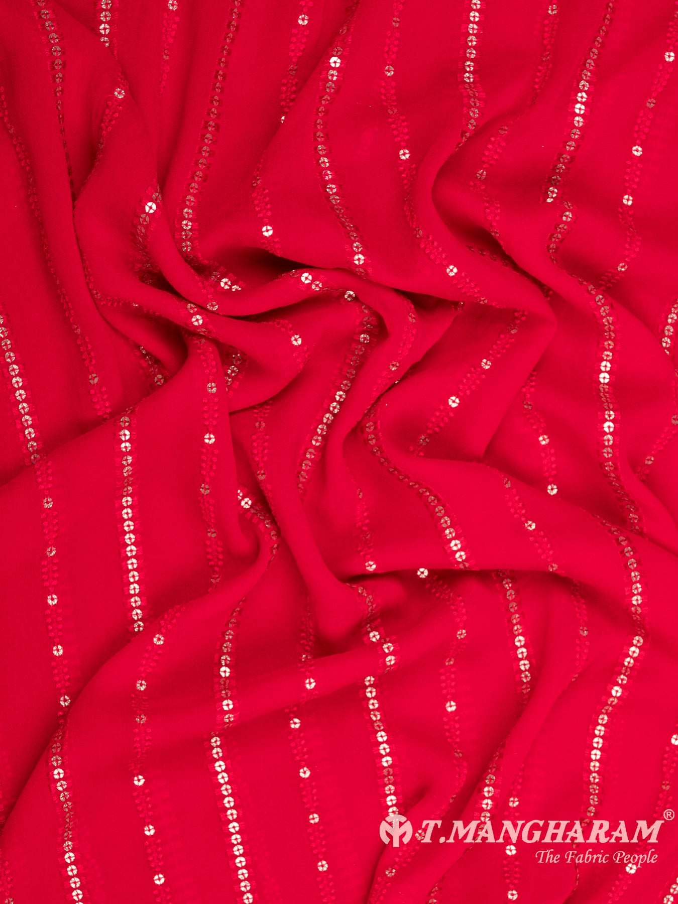 Red Georgette Fabric - EB6497 view-4