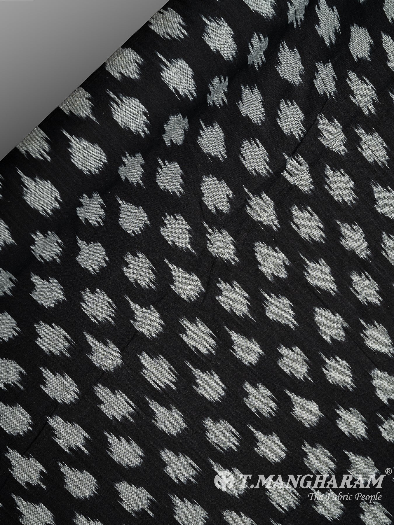 Black Cotton Ikat Print Fabric - EB5827 view-2