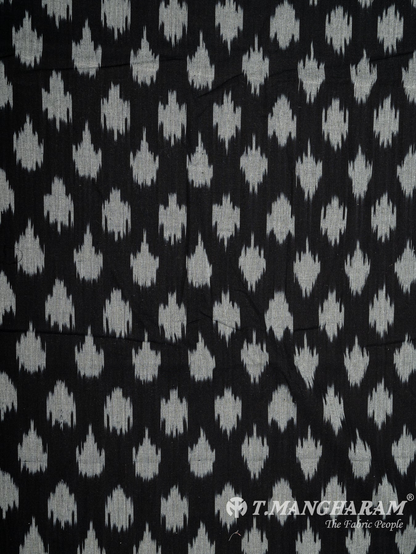 Black Cotton Ikat Print Fabric - EB5827 view-3