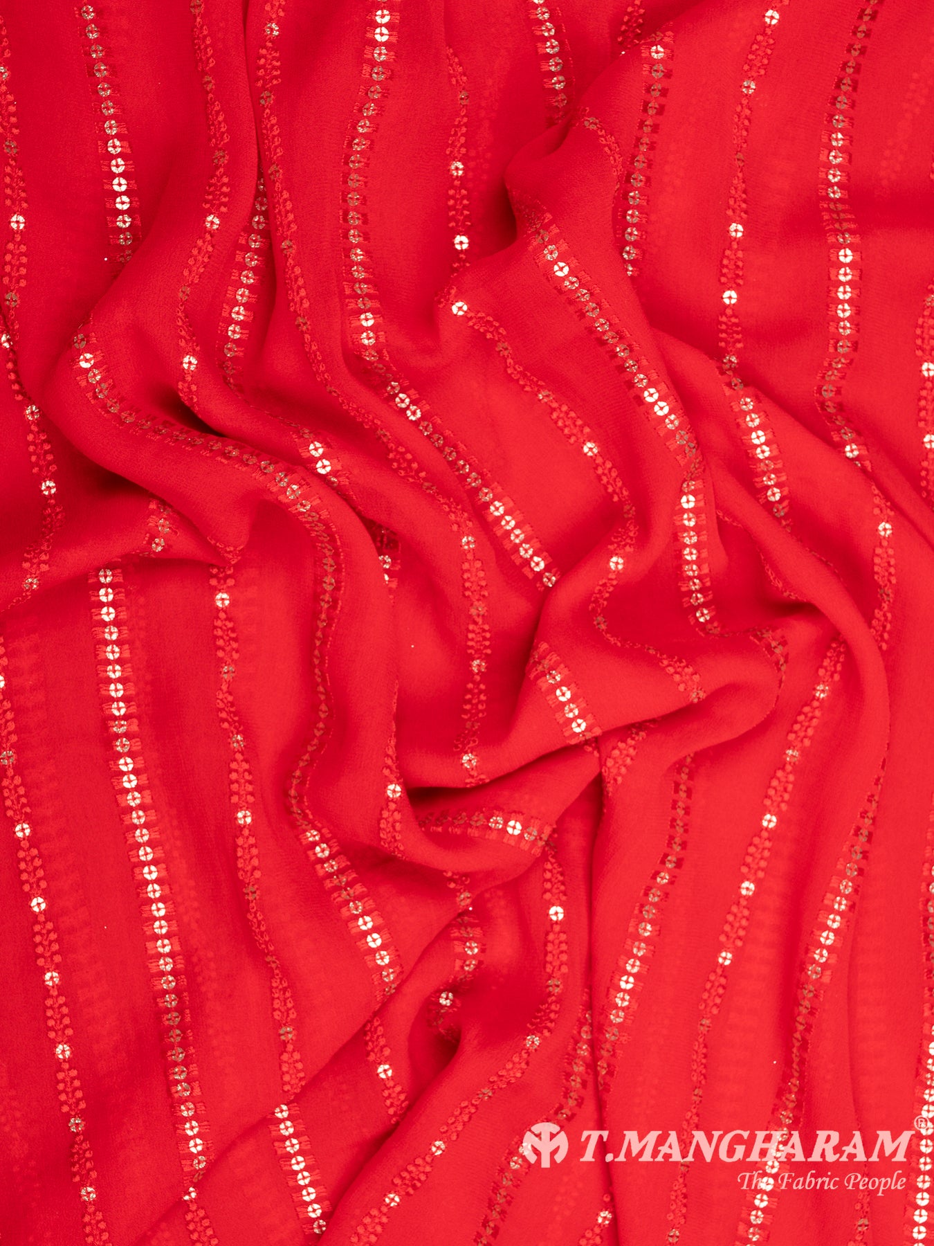 Red Georgette Fabric - EB6493 view-4