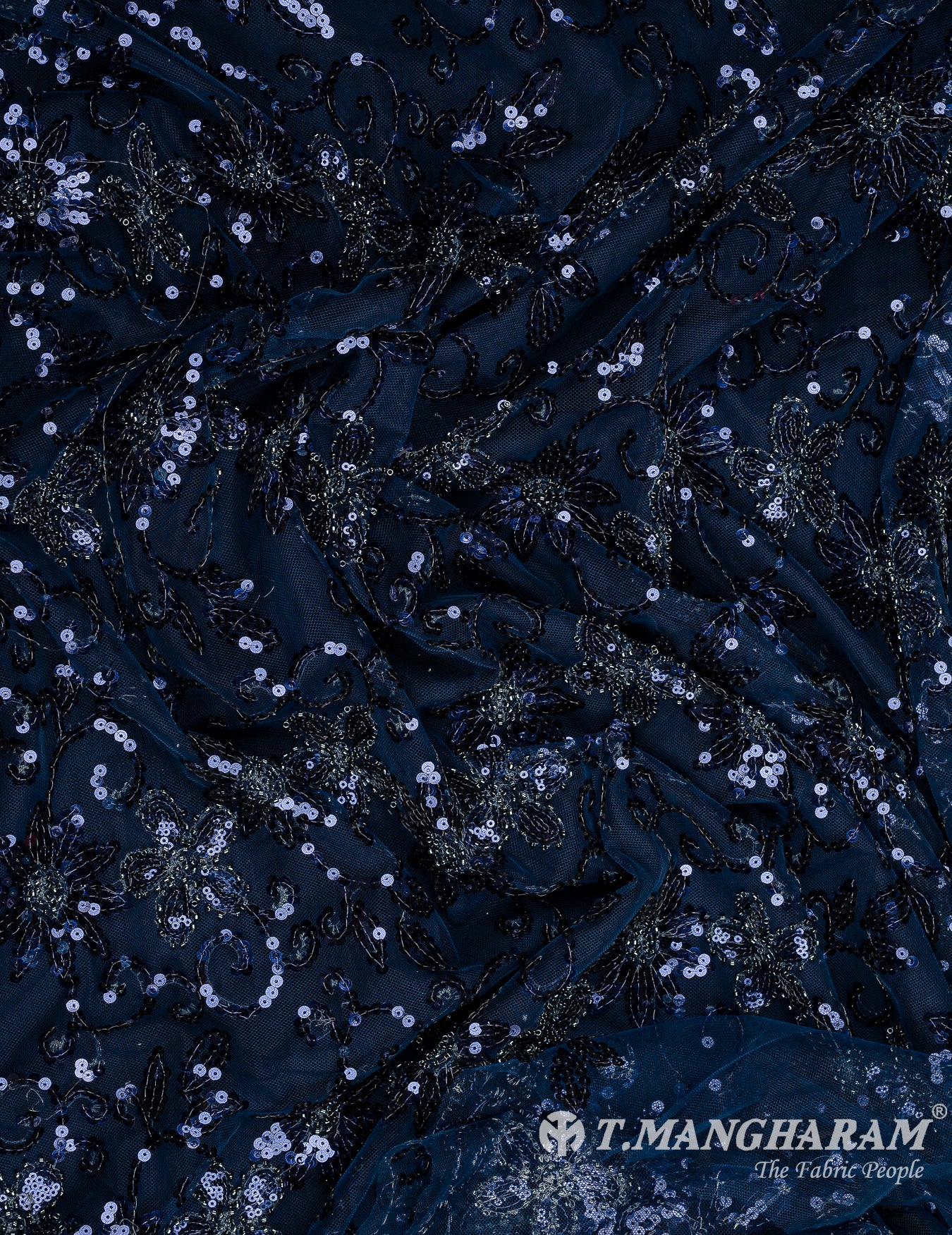 Blue Sequin Net Fabric - EB7244 view-4