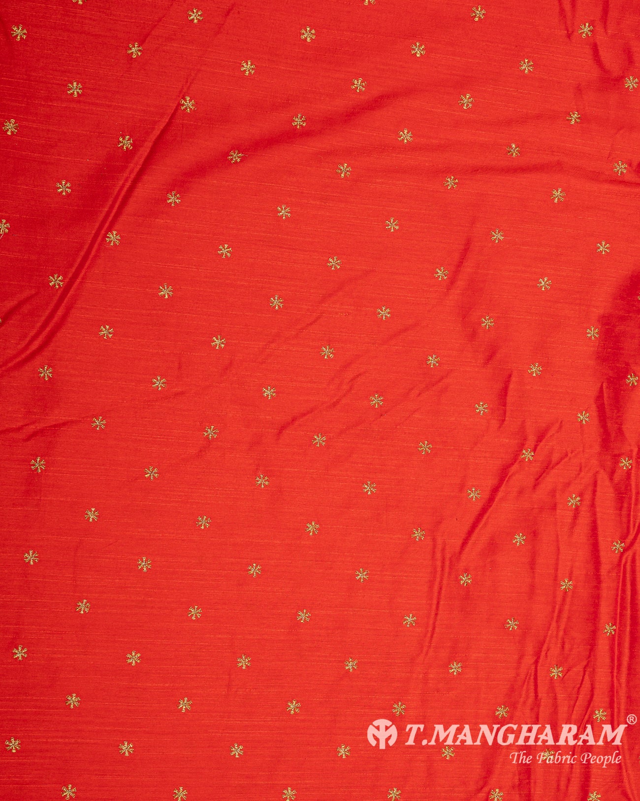 Red Semi Banaras Fabric - EC9386 view-3