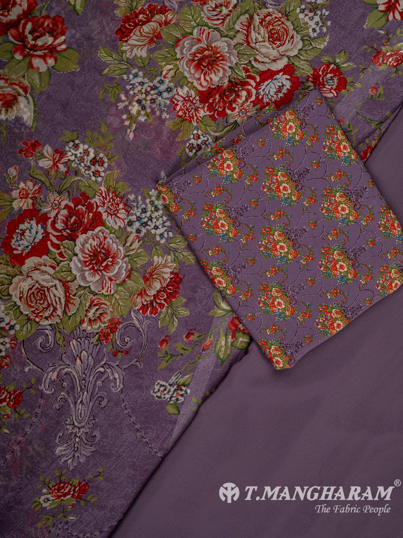 Purple Crepe Chudidhar Fabric Set - EH1606 view-1