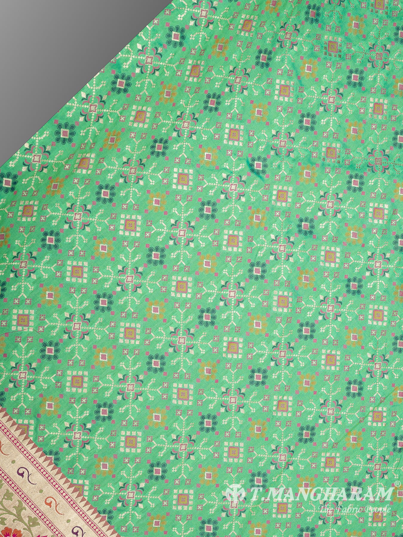 Green Banaras Fabric - EB6589 view-2