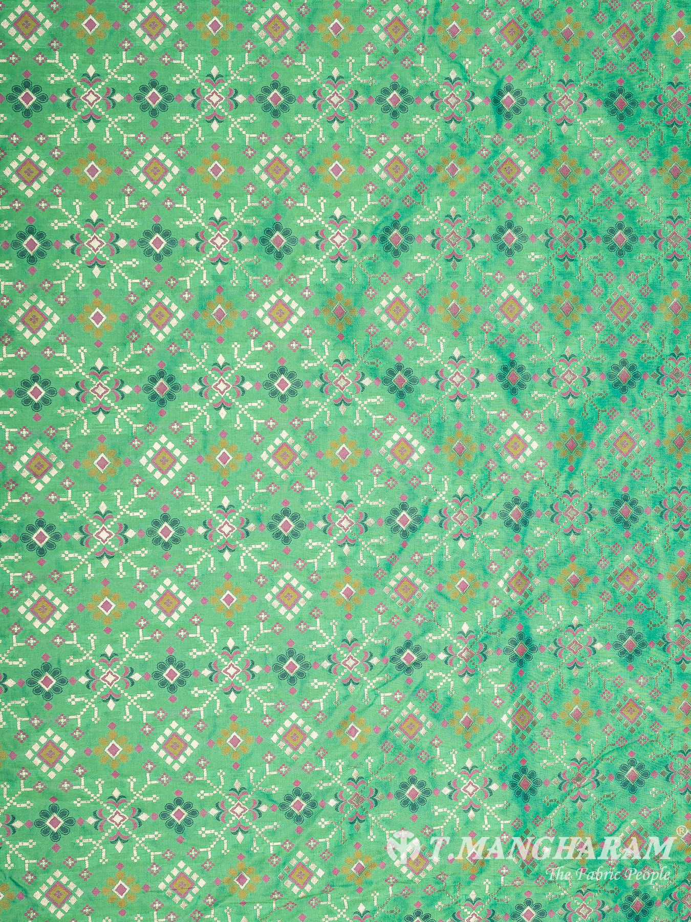 Green Banaras Fabric - EB6589 view-4