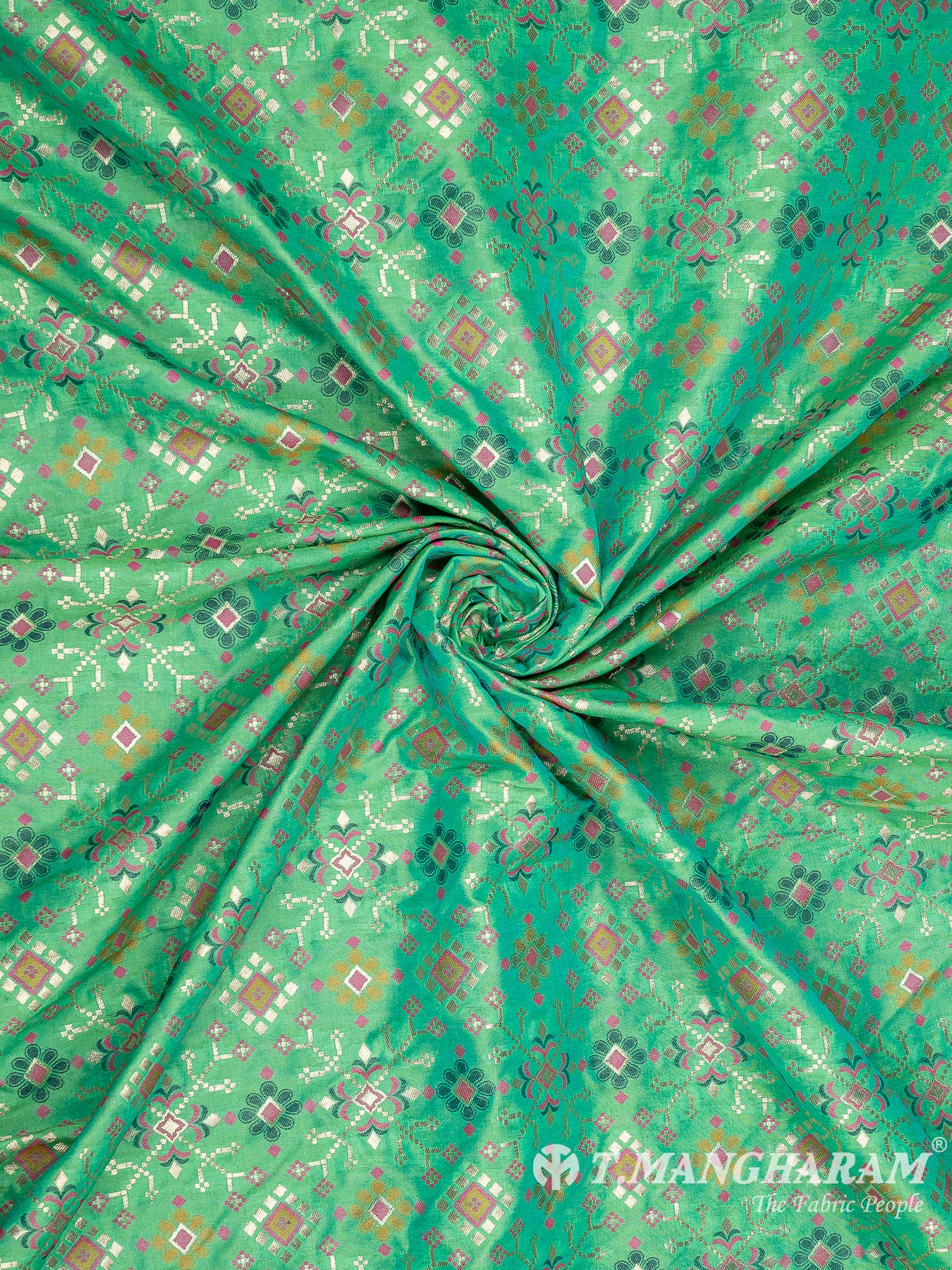 Green Banaras Fabric - EB6589 view-1