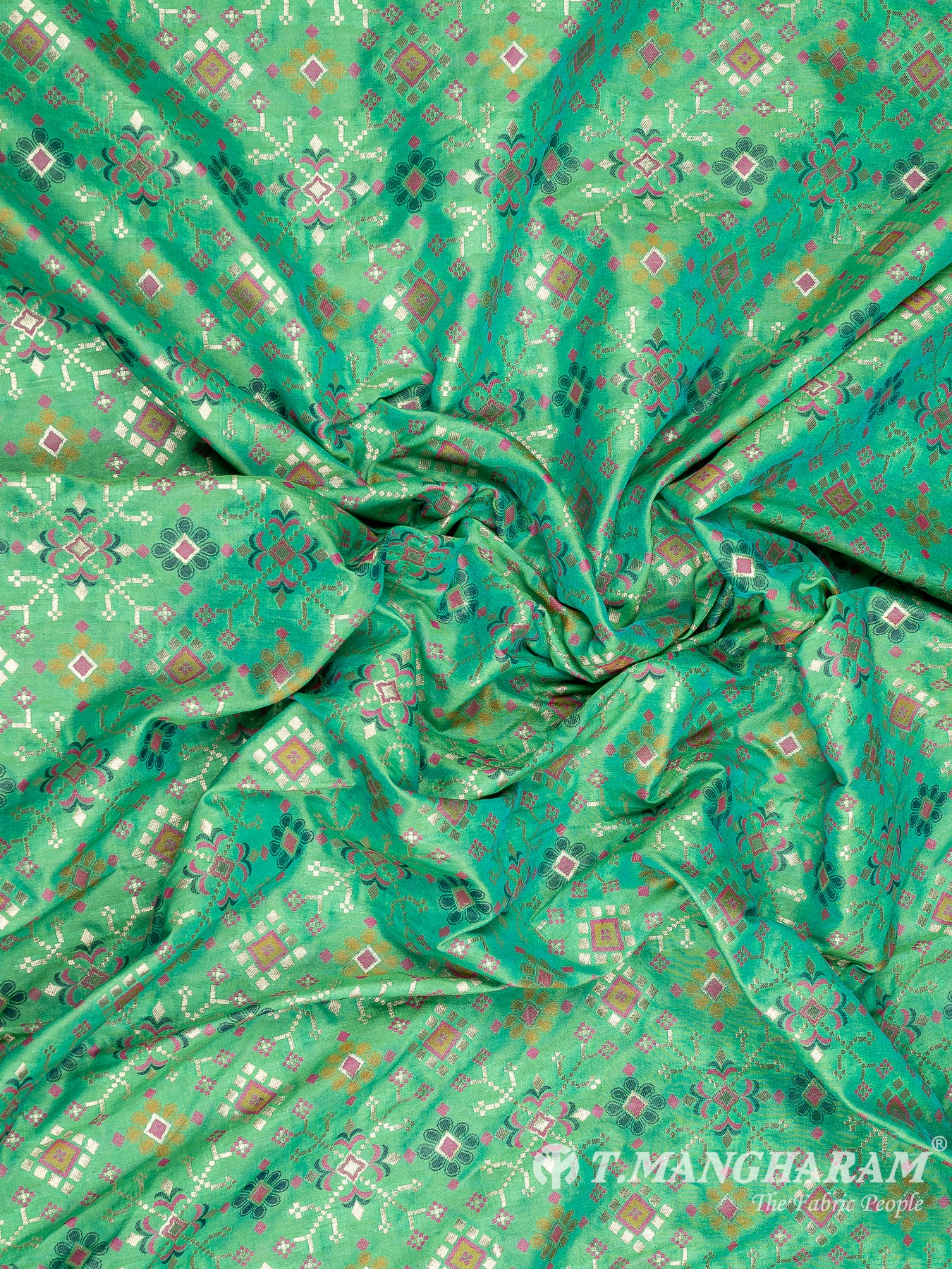 Green Banaras Fabric - EB6589 view-5