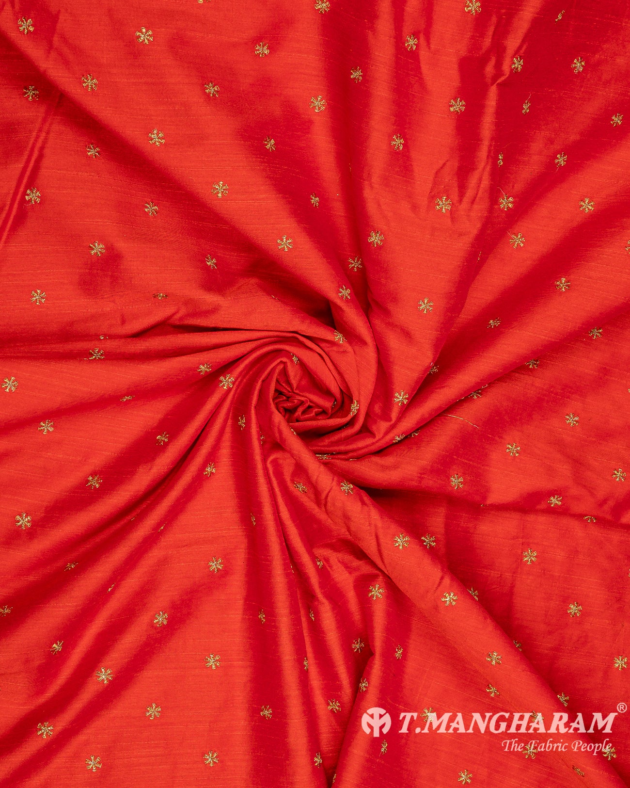Red Semi Banaras Fabric - EC9386 view-1