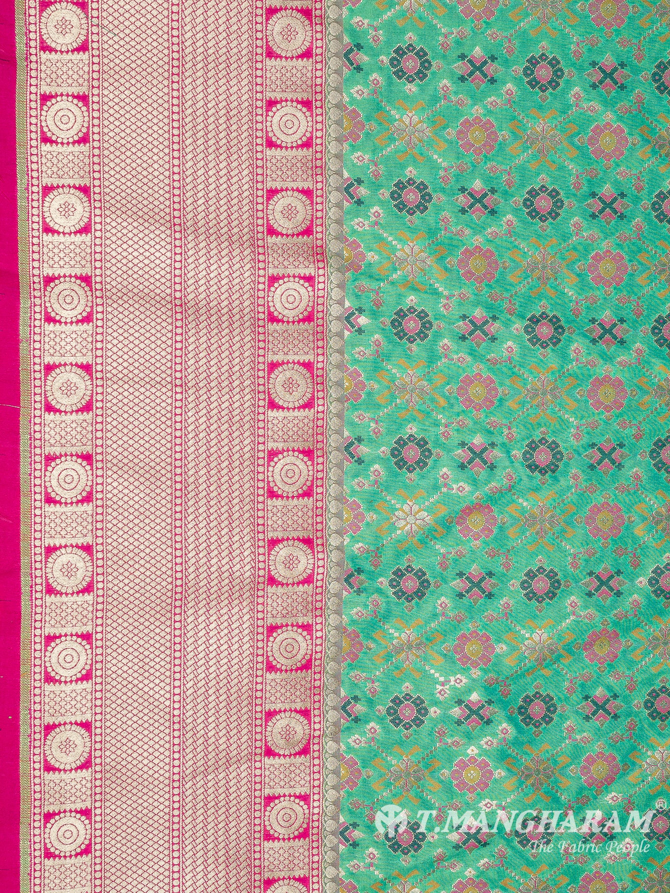 Green Banaras Fabric - EB6586 view-3