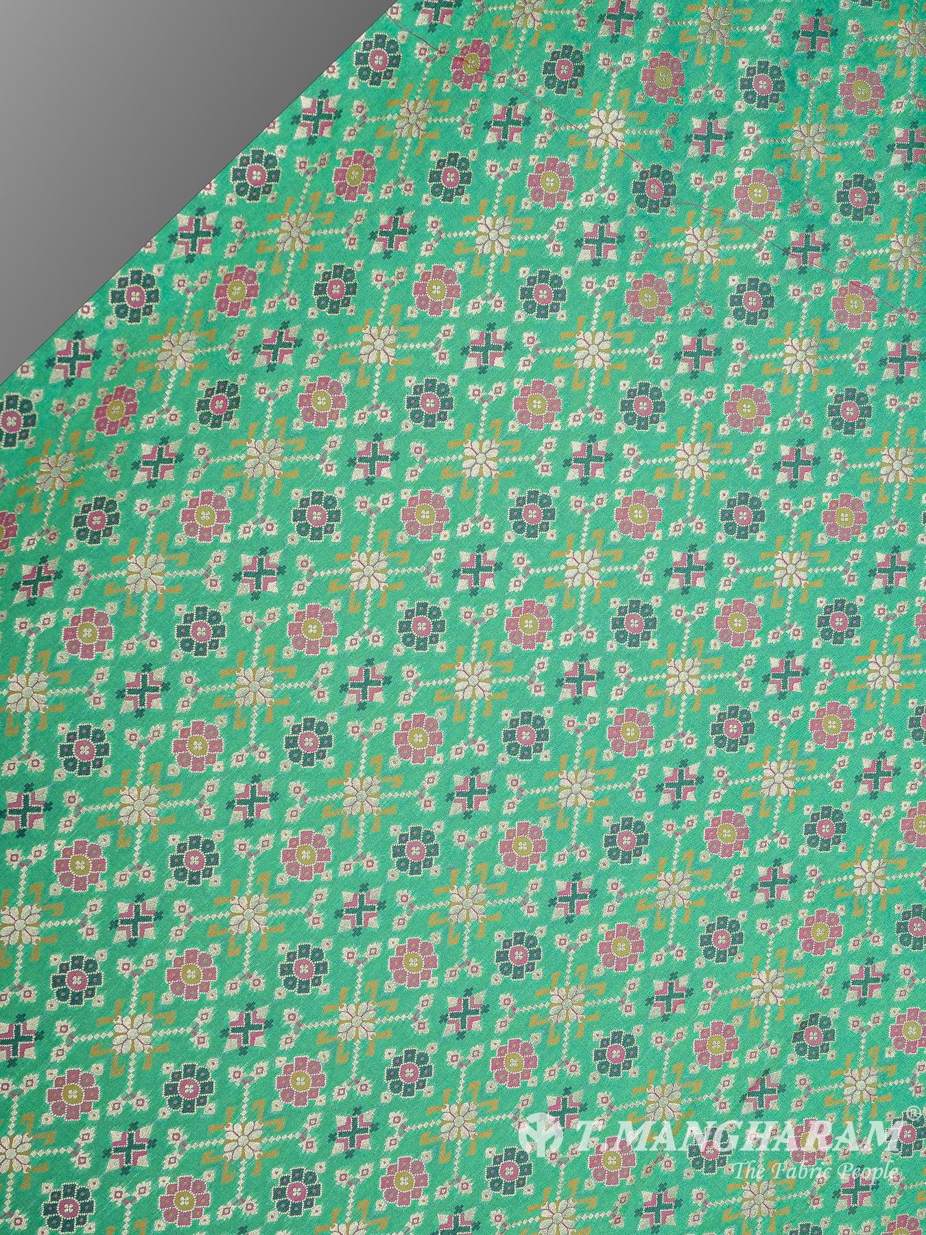 Green Banaras Fabric - EB6586 view-2